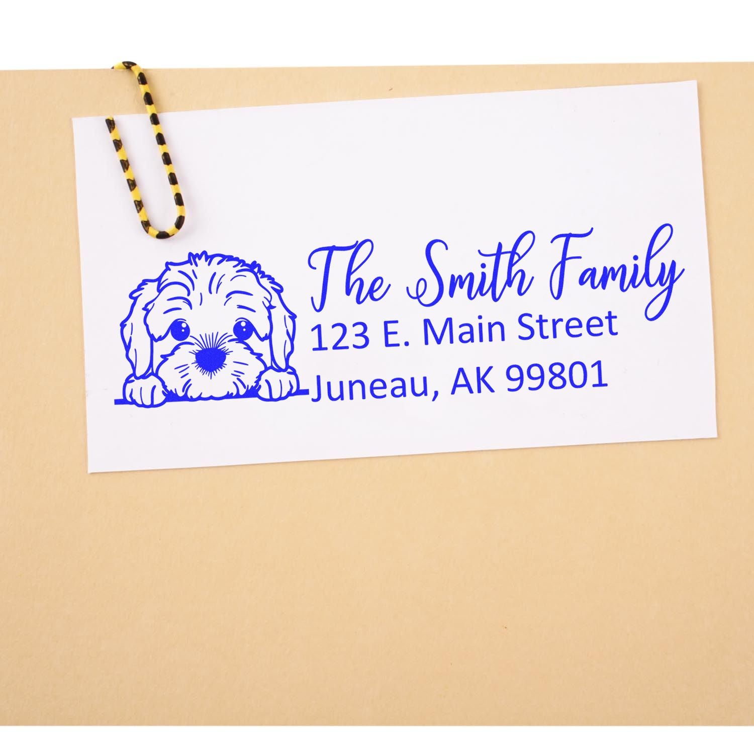 Slim Cockapoo Dog Mail Address Stamp - Engineer Seal Stamps