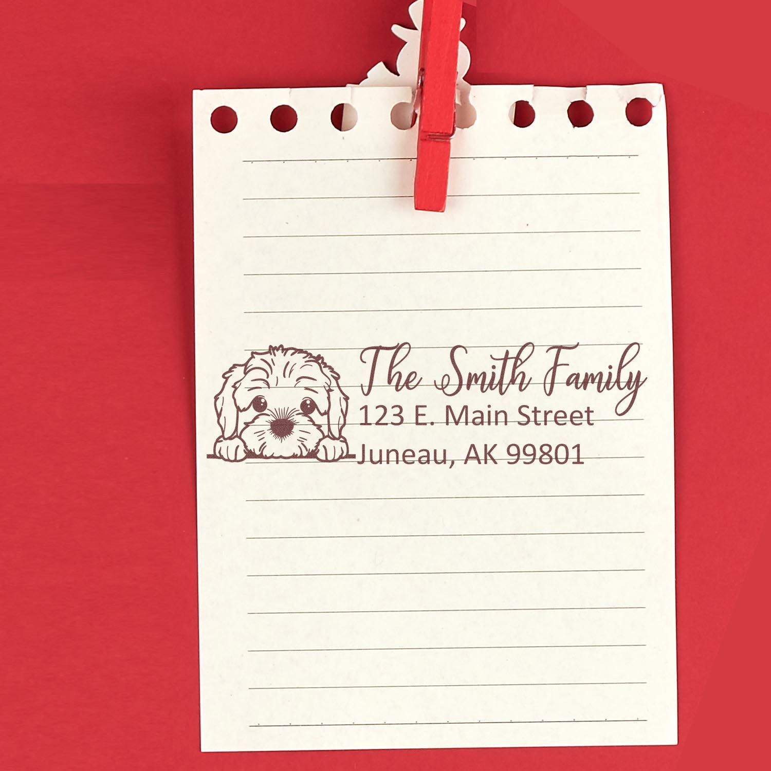 Slim Cockapoo Dog Mail Address Stamp - Engineer Seal Stamps