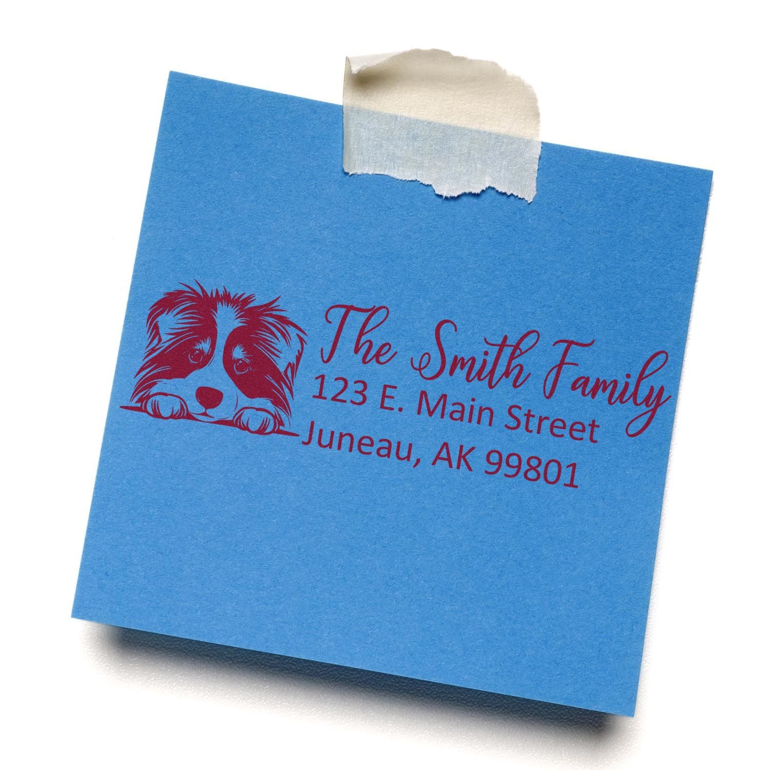 Slim Collie Dog Mail Address Stamp - Engineer Seal Stamps