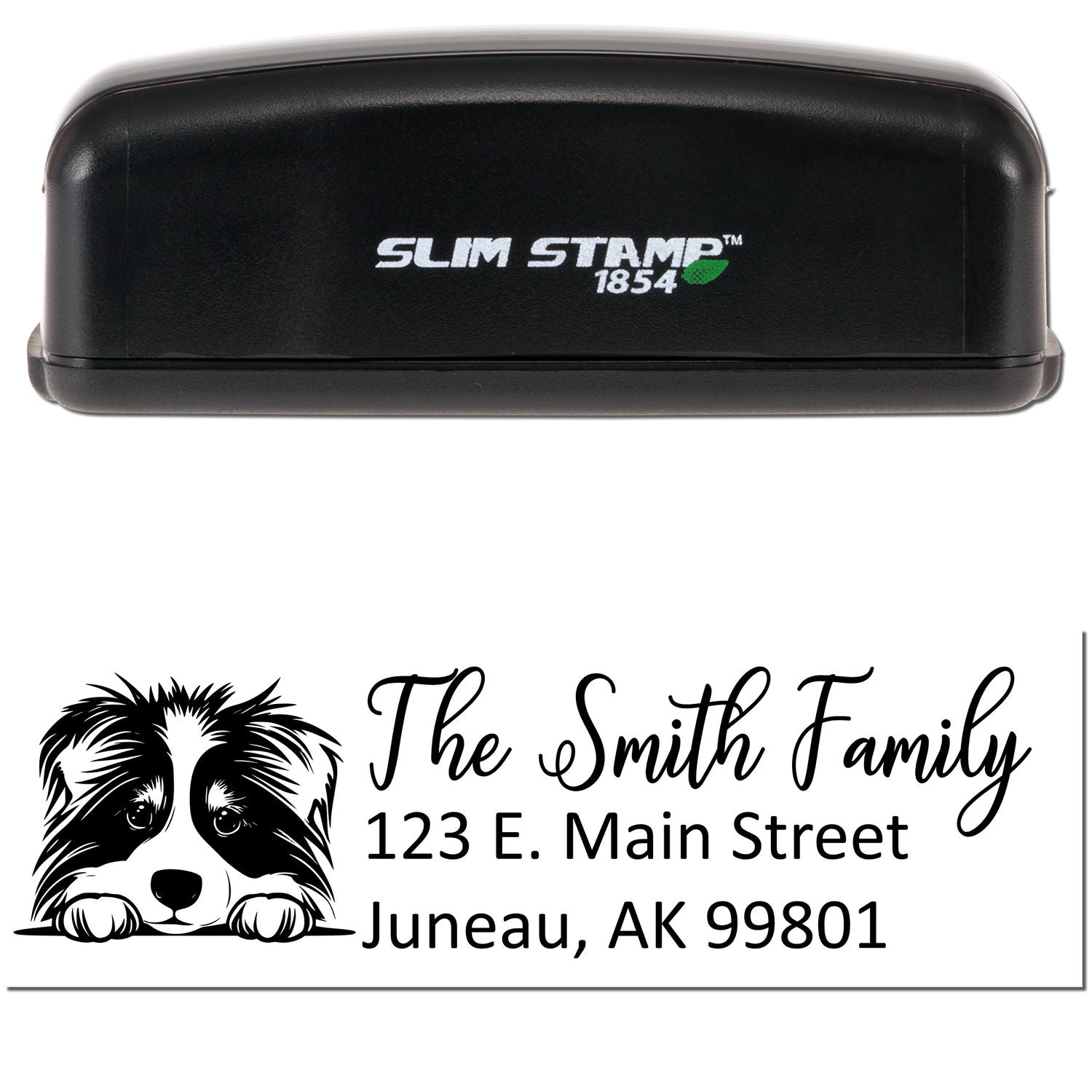 Slim Collie Dog Mail Address Stamp - Engineer Seal Stamps
