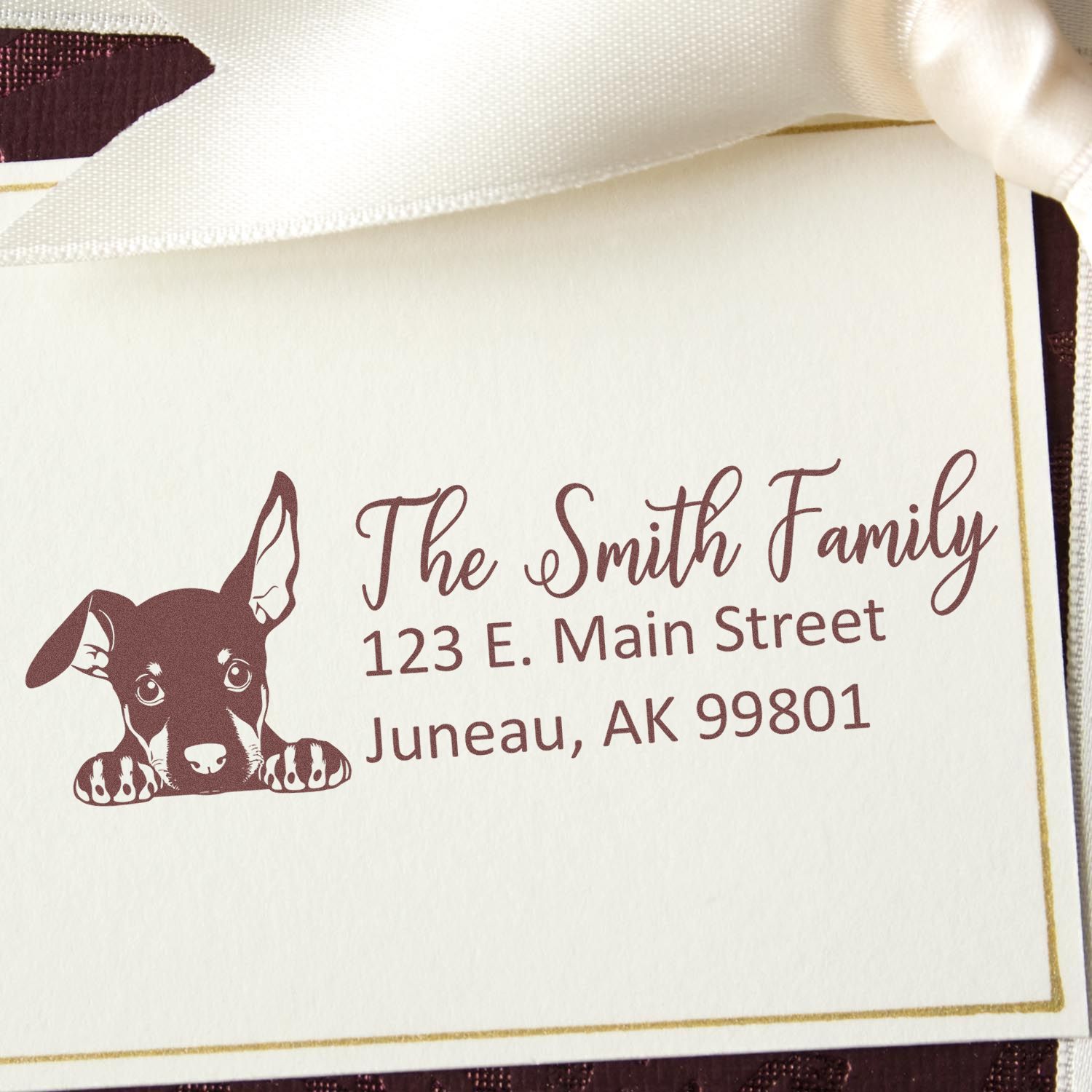 Doberman Pinscher Pre-Inked Home Address Stamp - Engineer Seal Stamps