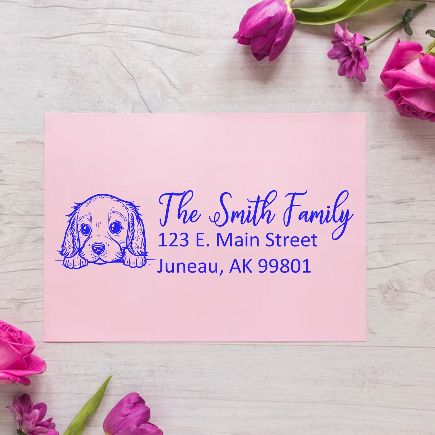 Slim English Bulldog Dog Mail Address Stamp - Engineer Seal Stamps