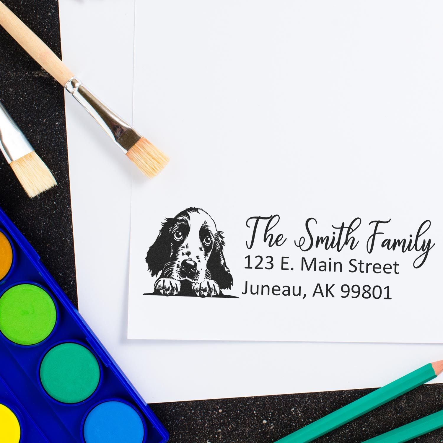 English Cocker Spaniel Customized Address Stamp - Engineer Seal Stamps