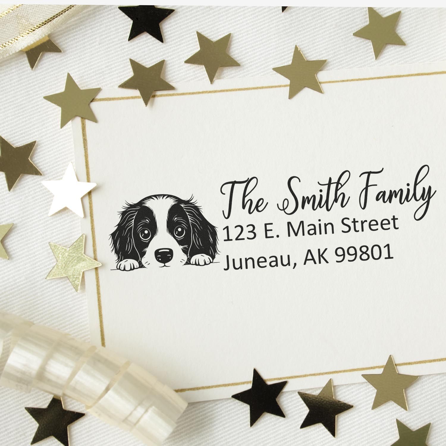 Slim English Springer Spaniel Dog Mail Address Stamp - Engineer Seal Stamps