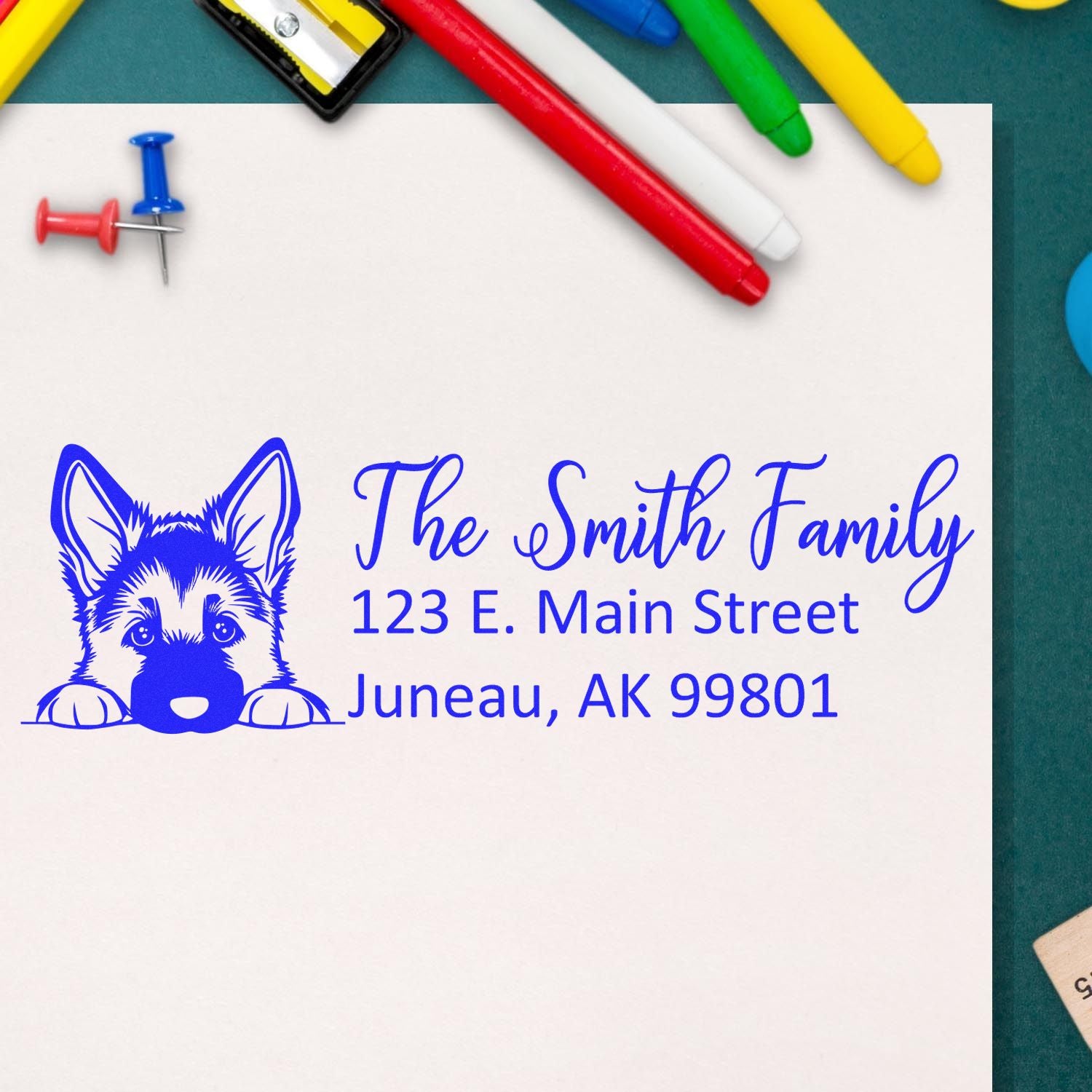Customized German Shepherd Self-Inking Home Address Stamp - Engineer Seal Stamps