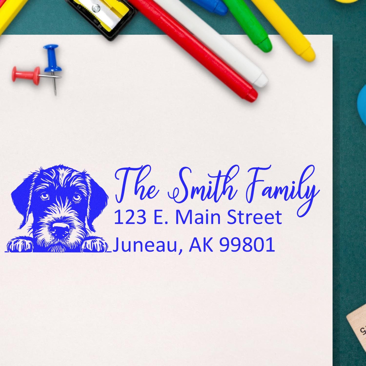 Slim German Wirehaired Pointer Dog Mail Address Stamp - Engineer Seal Stamps