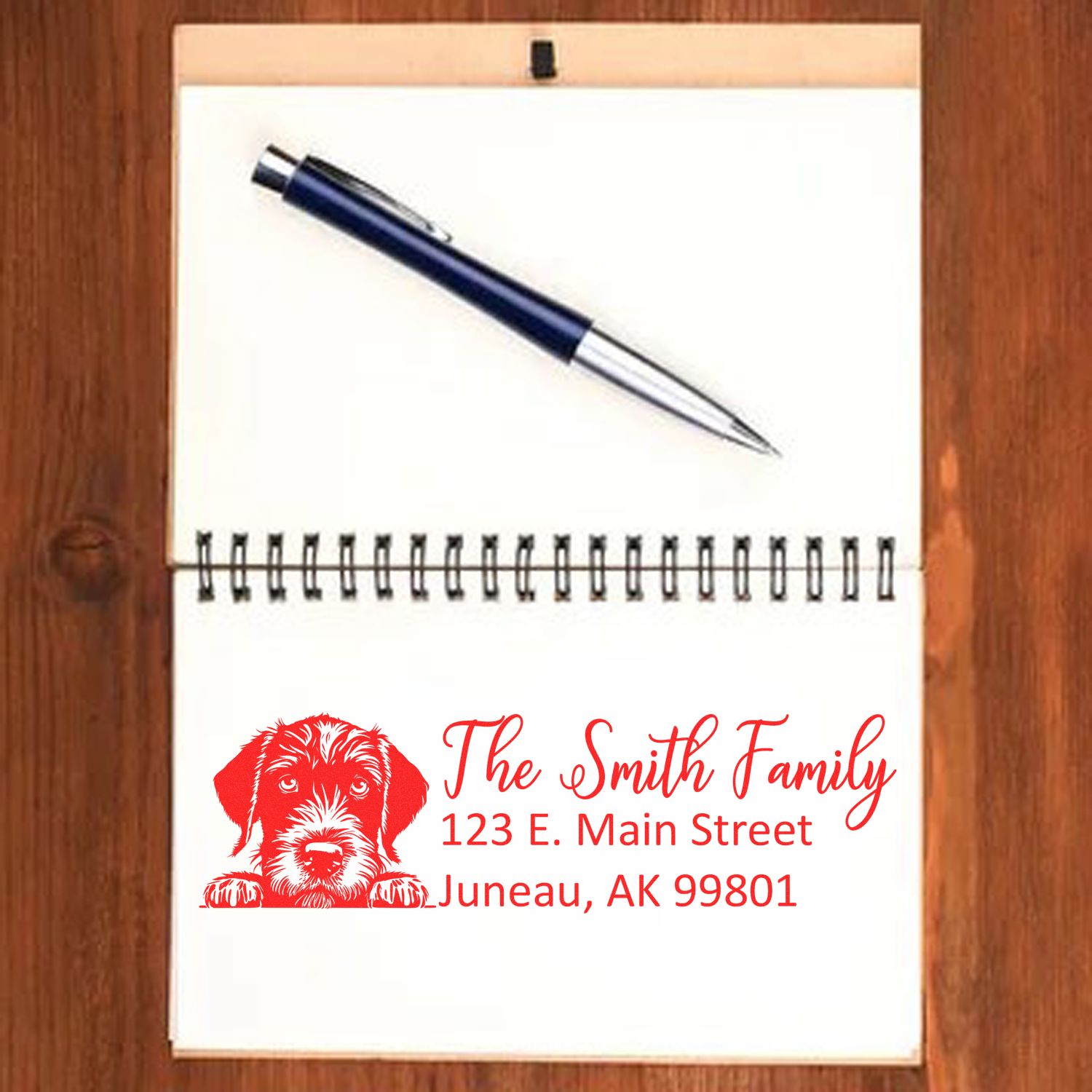 Slim German Wirehaired Pointer Dog Mail Address Stamp - Engineer Seal Stamps