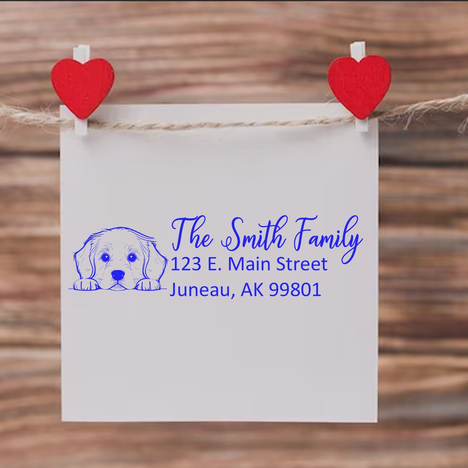 Slim Golden Retriever Dog Mail Address Stamp - Engineer Seal Stamps