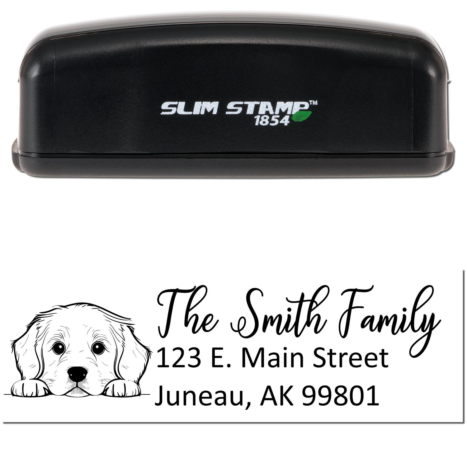 Slim Golden Retriever Dog Mail Address Stamp - Engineer Seal Stamps