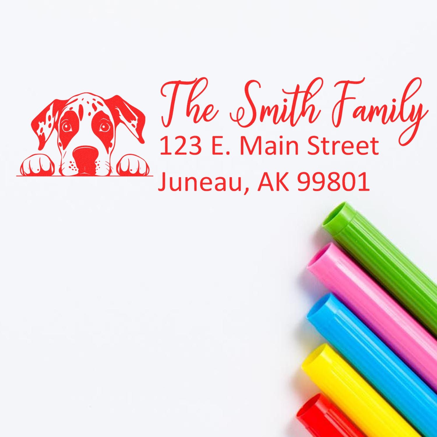 Slim Great Pyrenees Dog Mail Address Stamp - Engineer Seal Stamps