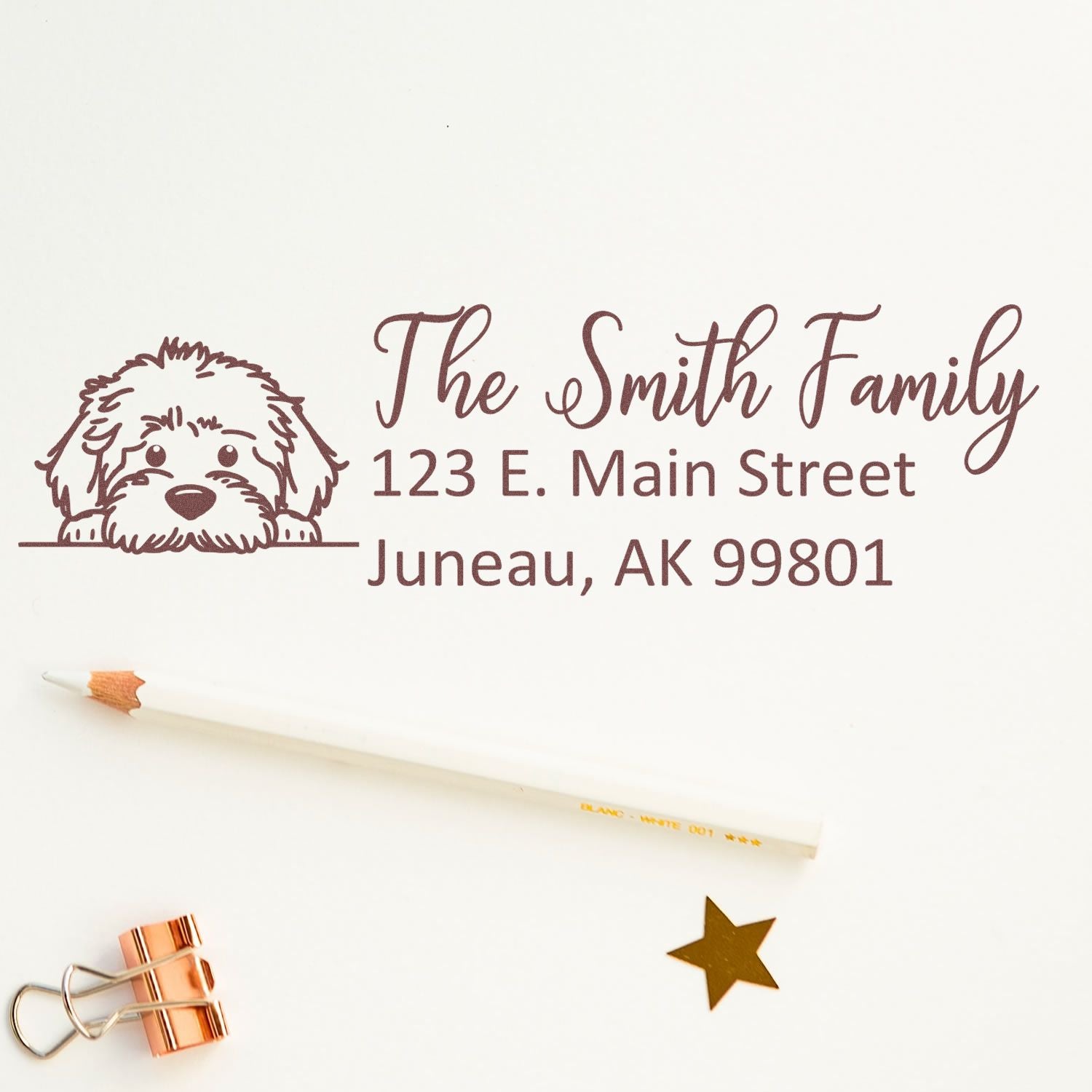 Slim Labradoodle Dog Mail Address Stamp - Engineer Seal Stamps