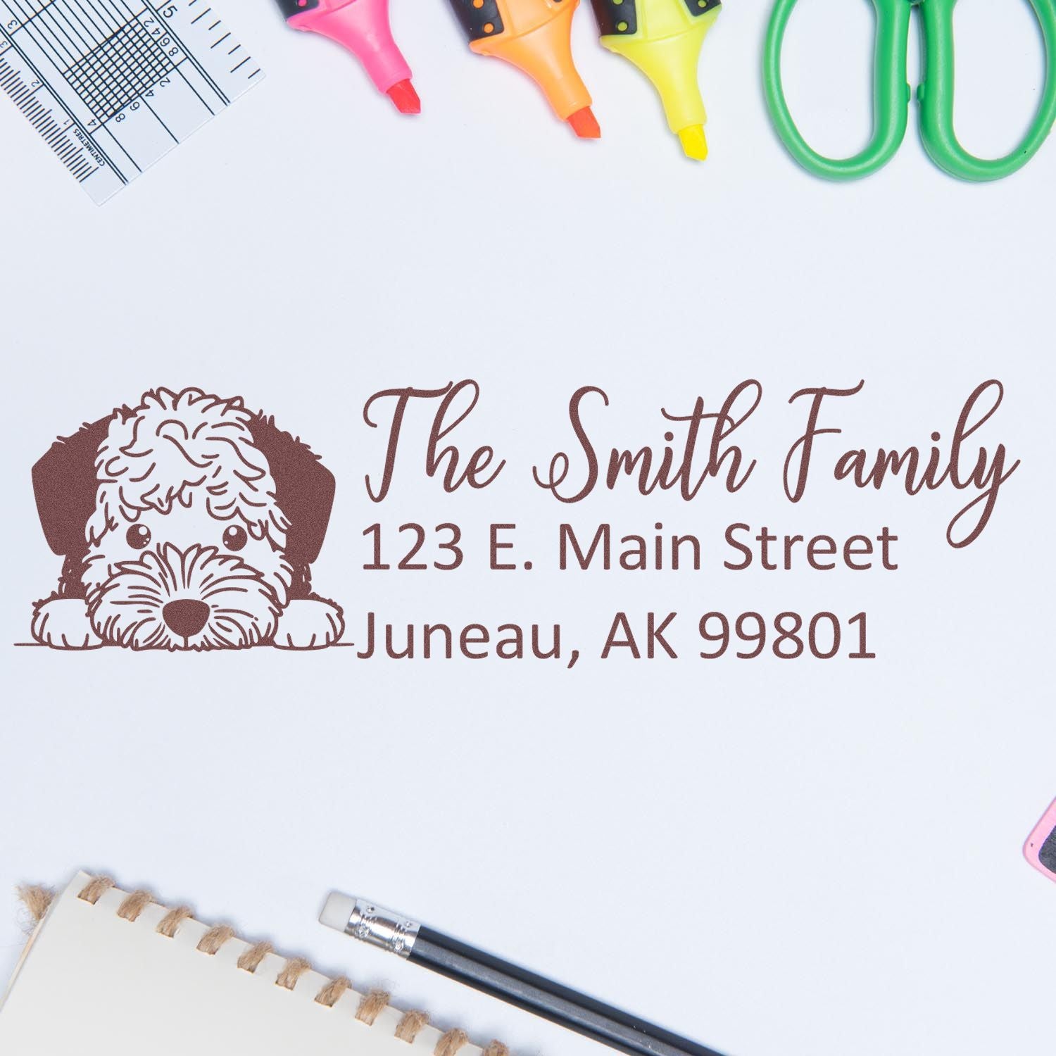 Slim Lagotto Romagnolo Dog Mail Address Stamp - Engineer Seal Stamps