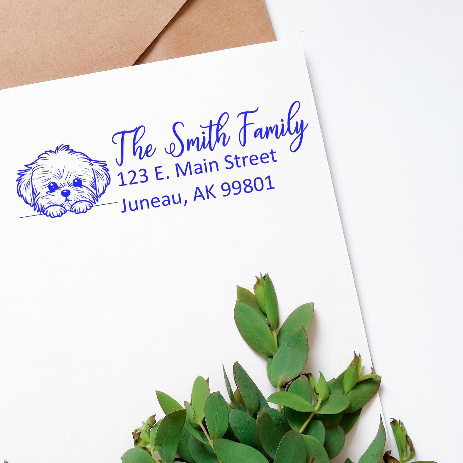 Slim Maltese Dog Mail Address Stamp - Engineer Seal Stamps