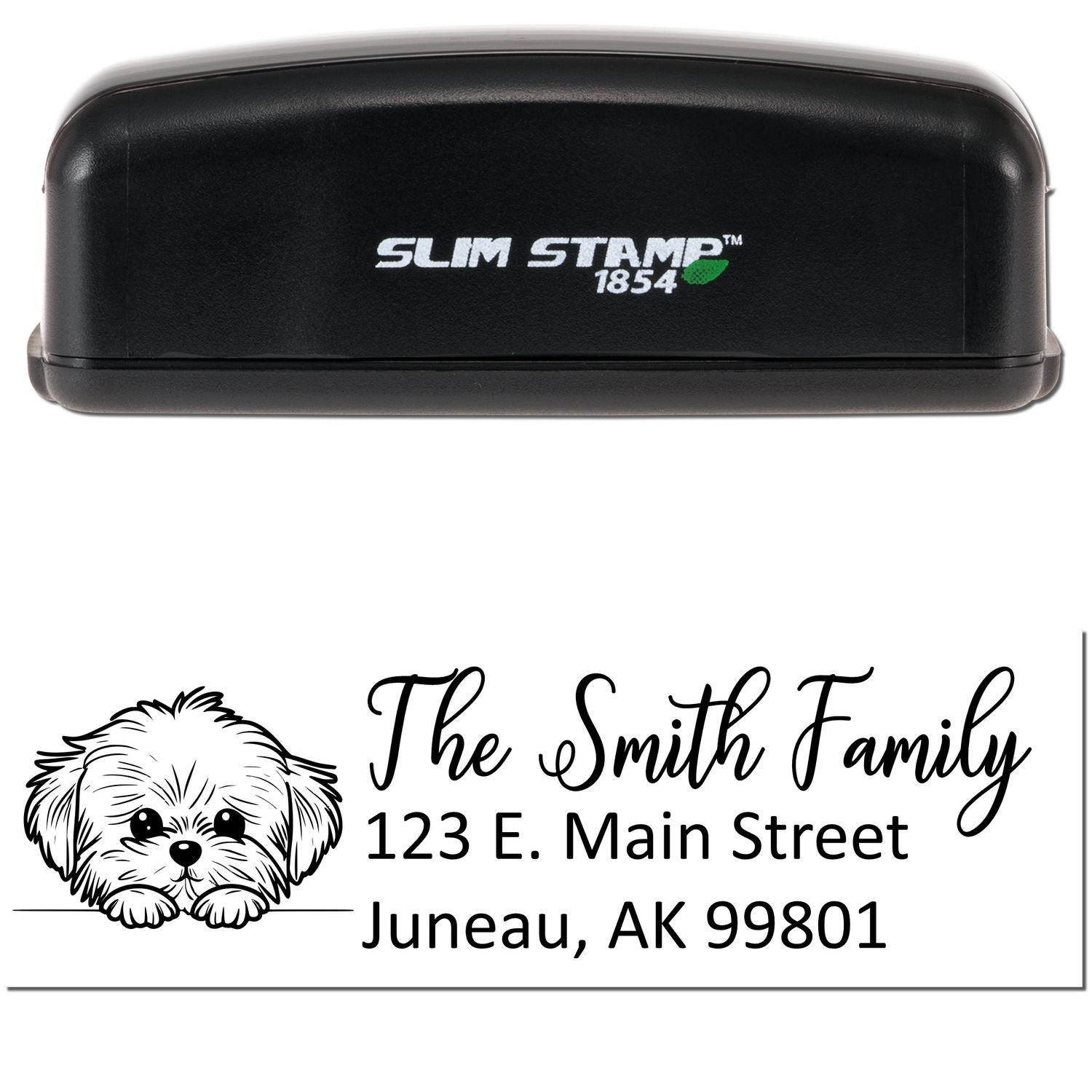 Slim Maltese Dog Mail Address Stamp - Engineer Seal Stamps