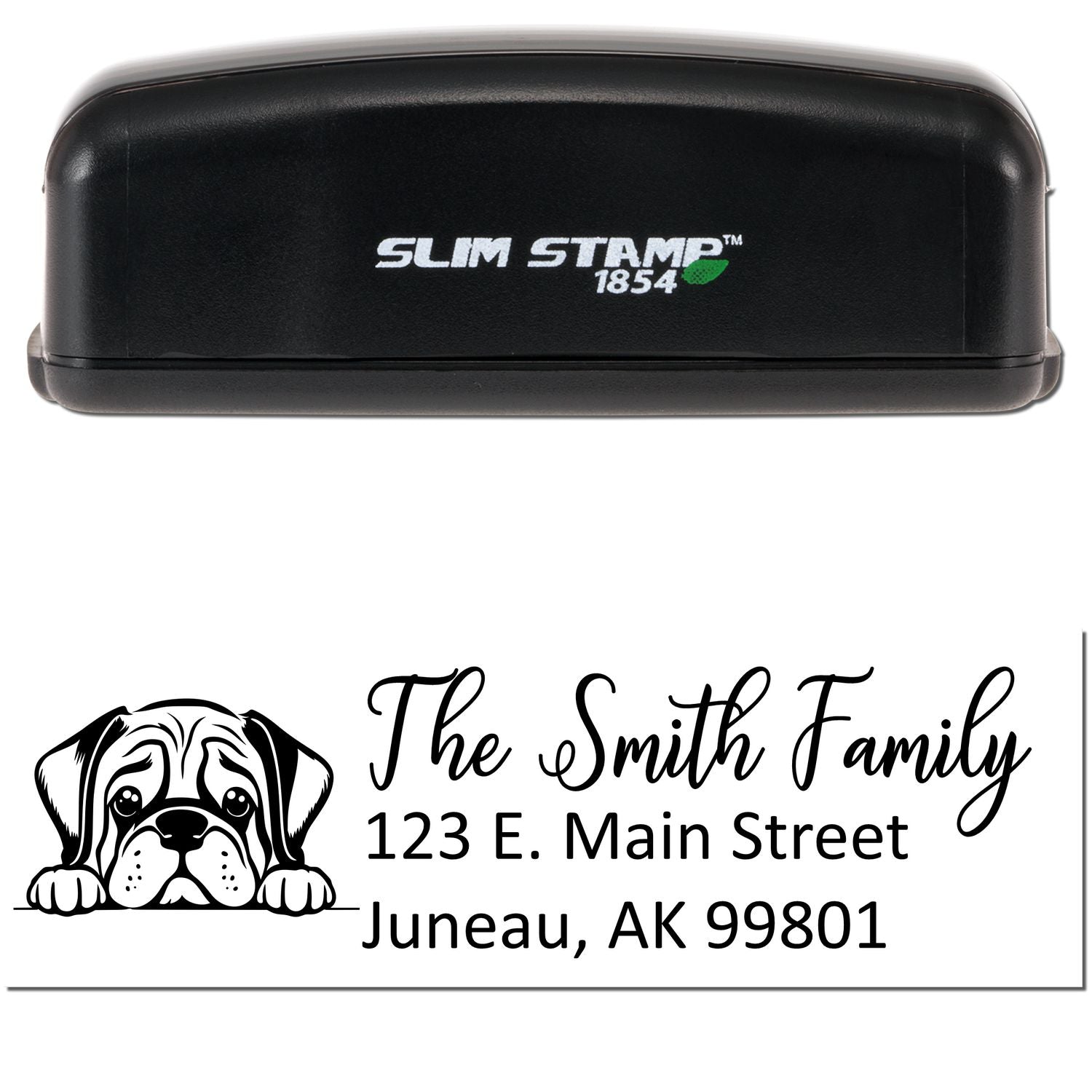Slim Mastiff Dog Mail Address Stamp - Engineer Seal Stamps