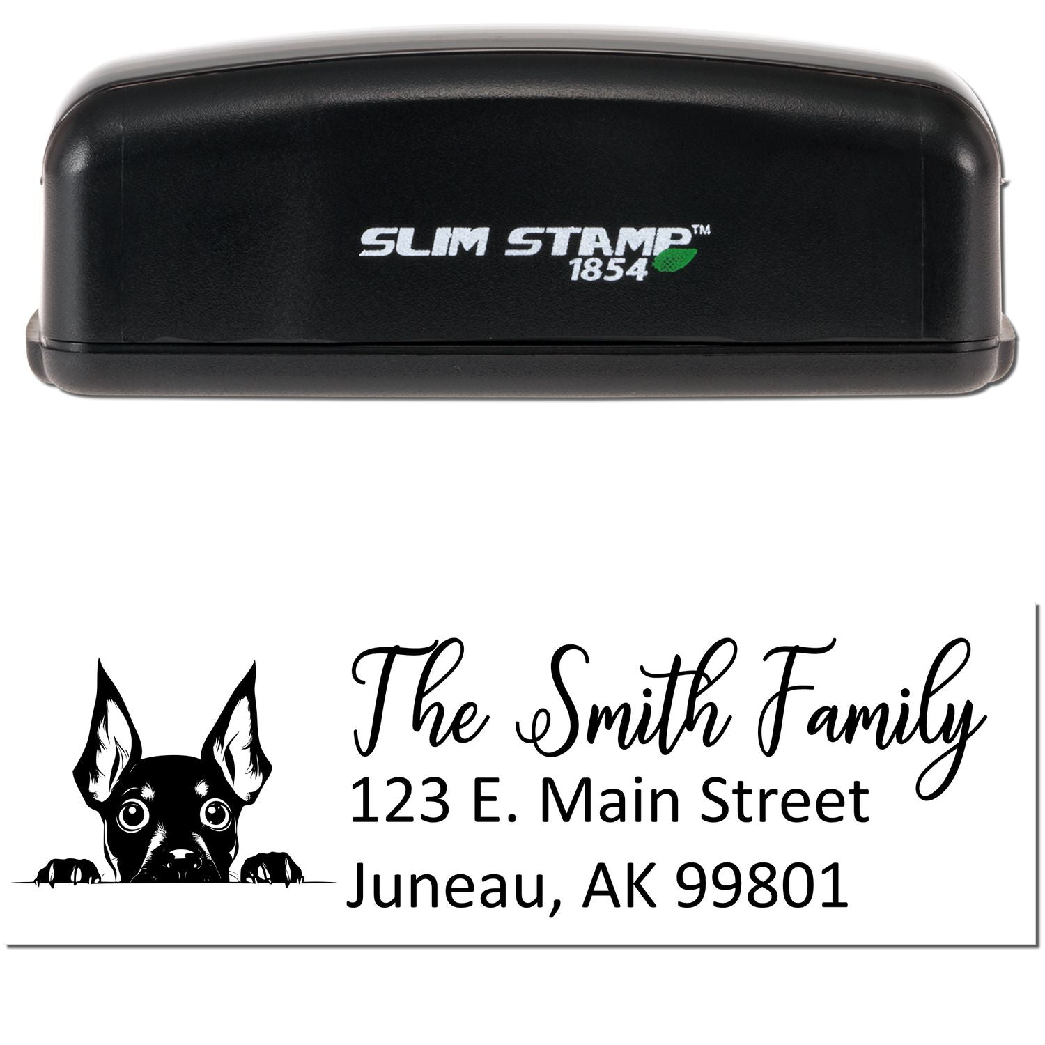 Slim Miniature Pinscher Dog Mail Address Stamp - Engineer Seal Stamps