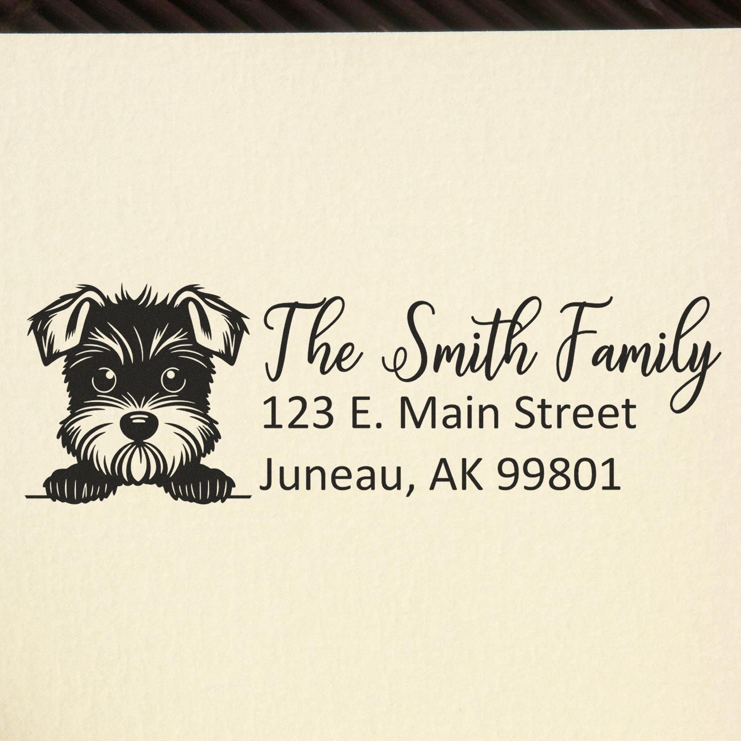 Slim Miniature Schnauzer Dog Mail Address Stamp - Engineer Seal Stamps