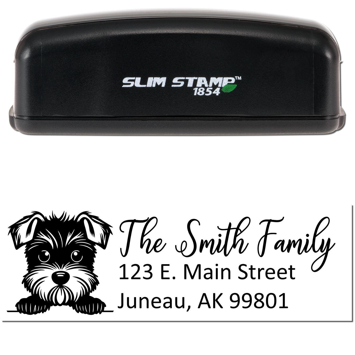 Slim Miniature Schnauzer Dog Mail Address Stamp - Engineer Seal Stamps