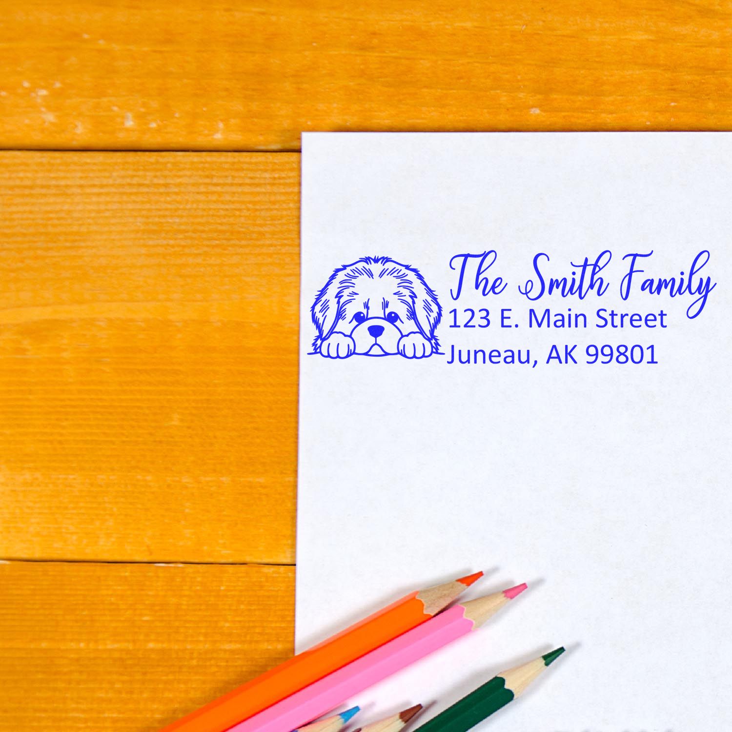 Slim Newfoundland Dog Mail Address Stamp - Engineer Seal Stamps