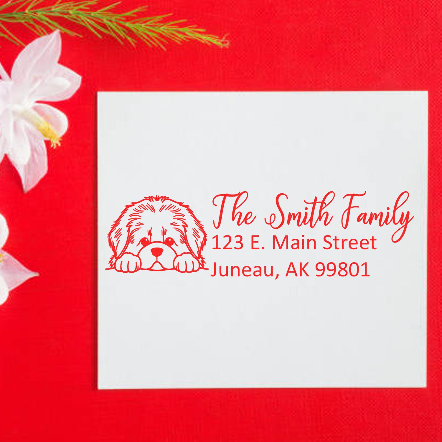 Slim Newfoundland Dog Mail Address Stamp - Engineer Seal Stamps