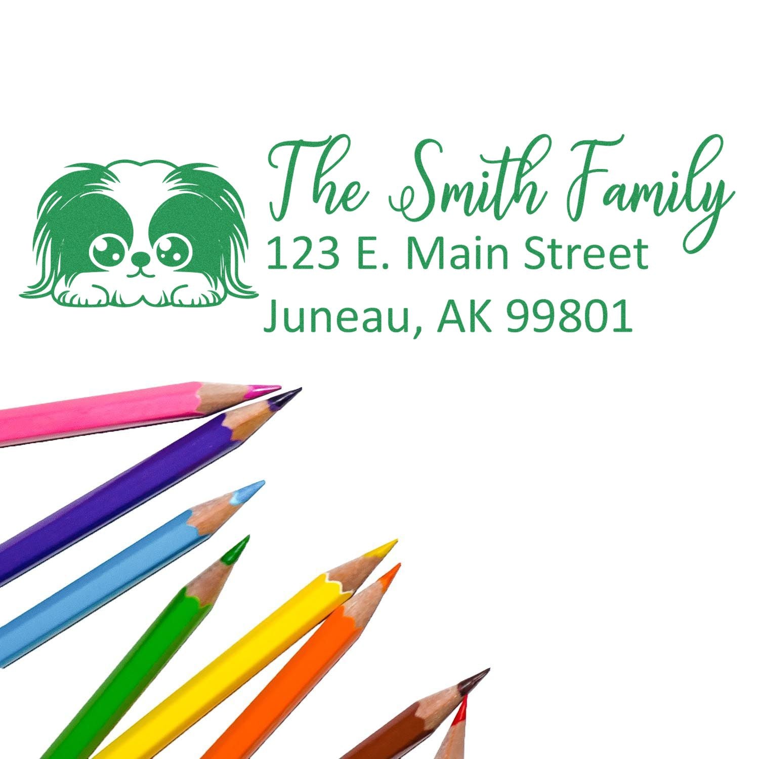 Slim Pekingese Dog Mail Address Stamp - Engineer Seal Stamps