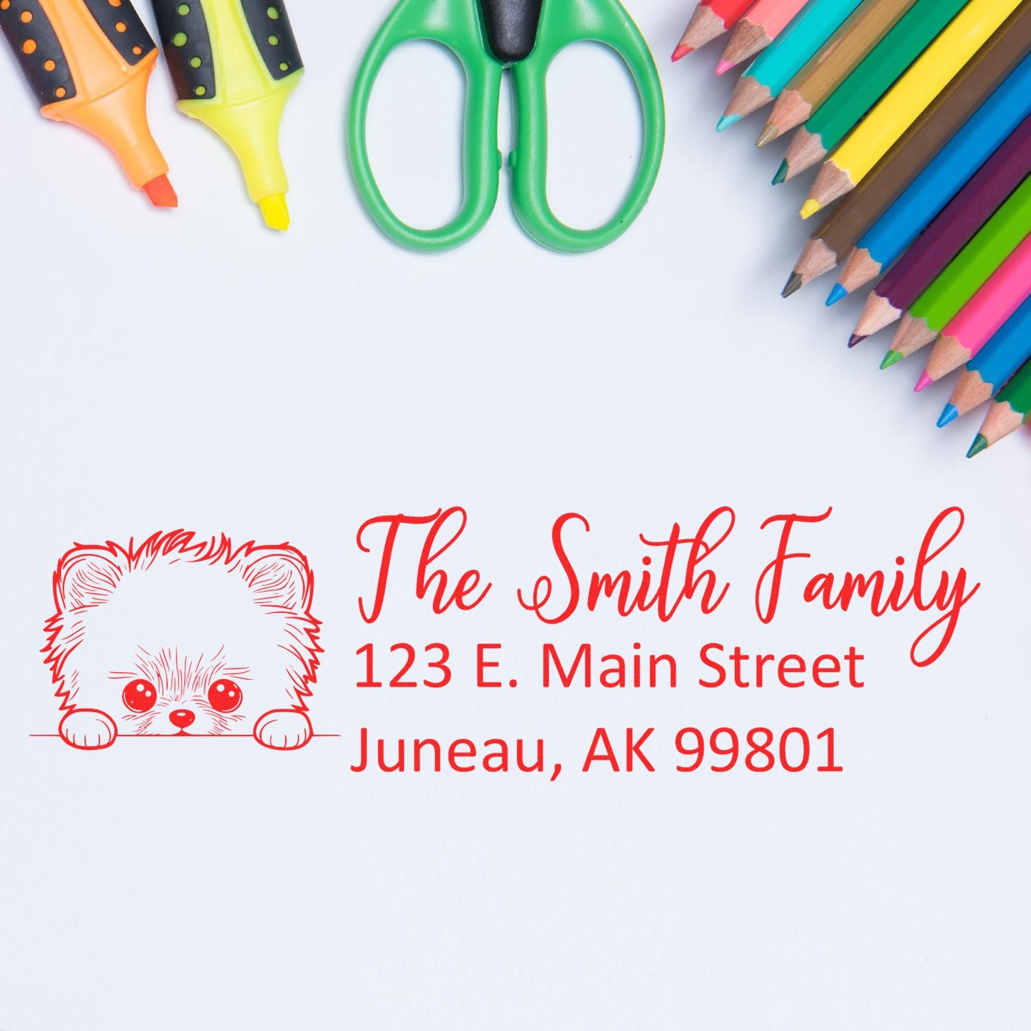 Slim Pomeranian Dog Mail Address Stamp - Engineer Seal Stamps