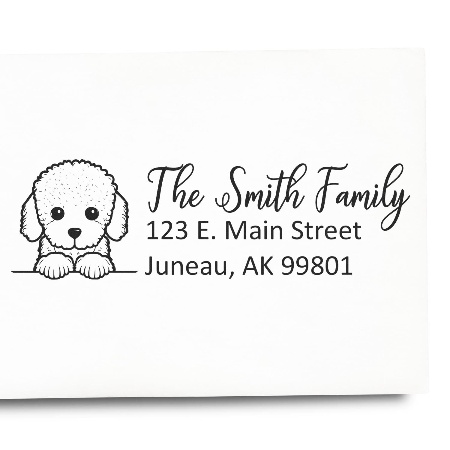 Slim Poodle Dog Mail Address Stamp - Engineer Seal Stamps