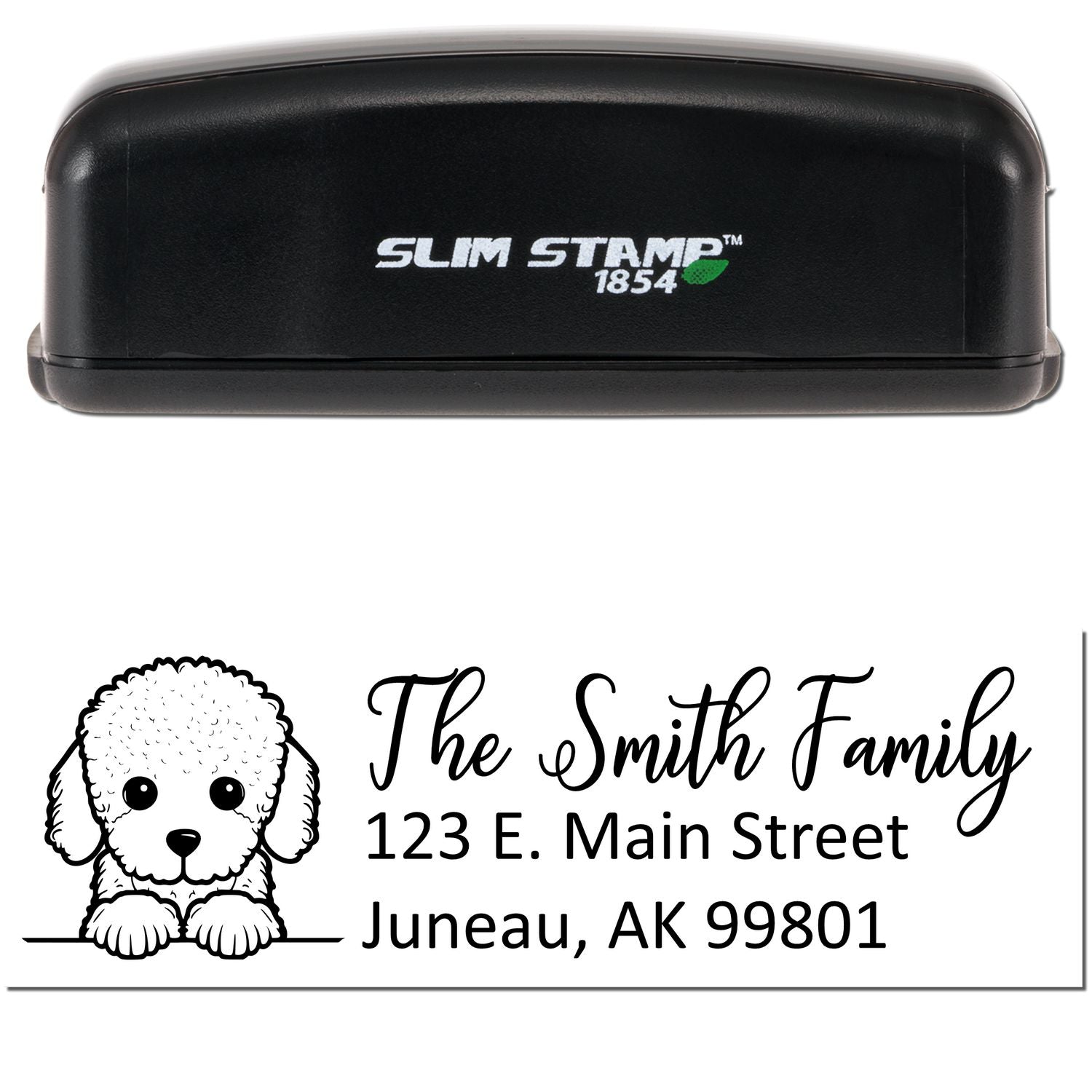 Slim Poodle Dog Mail Address Stamp - Engineer Seal Stamps