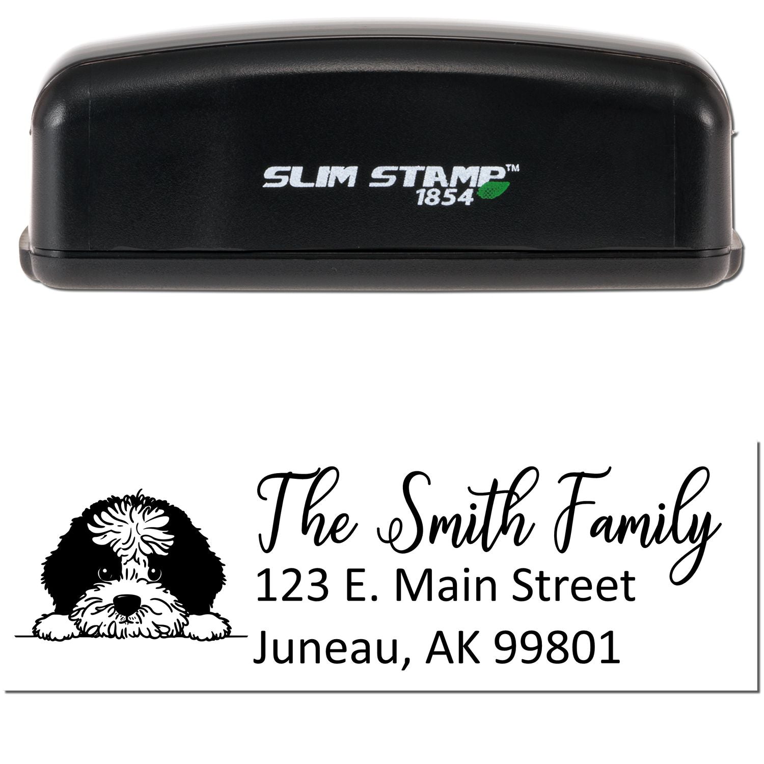 Slim Portuguese Water Dog Dog Mail Address Stamp - Engineer Seal Stamps