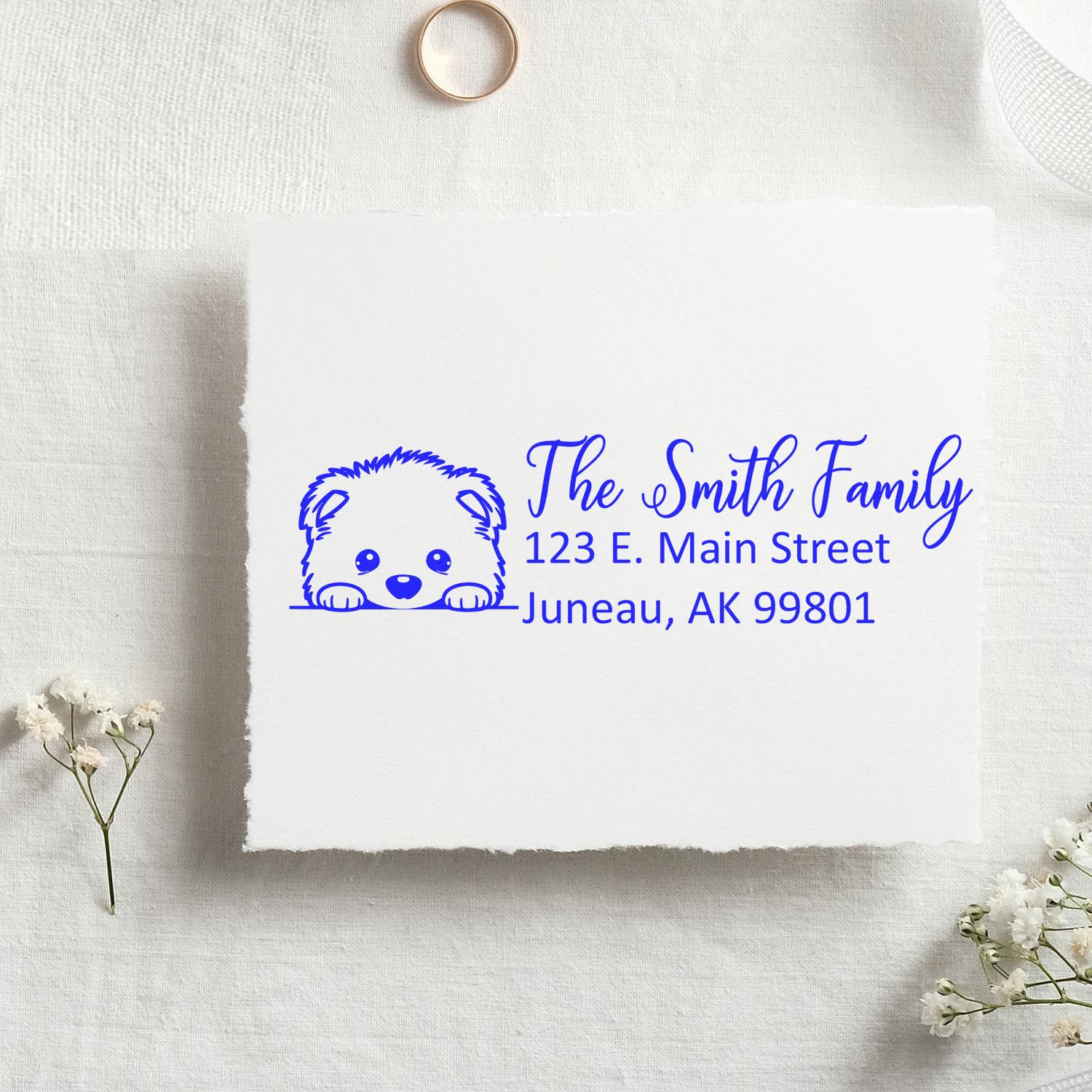 Slim Samoyed Dog Mail Address Stamp - Engineer Seal Stamps