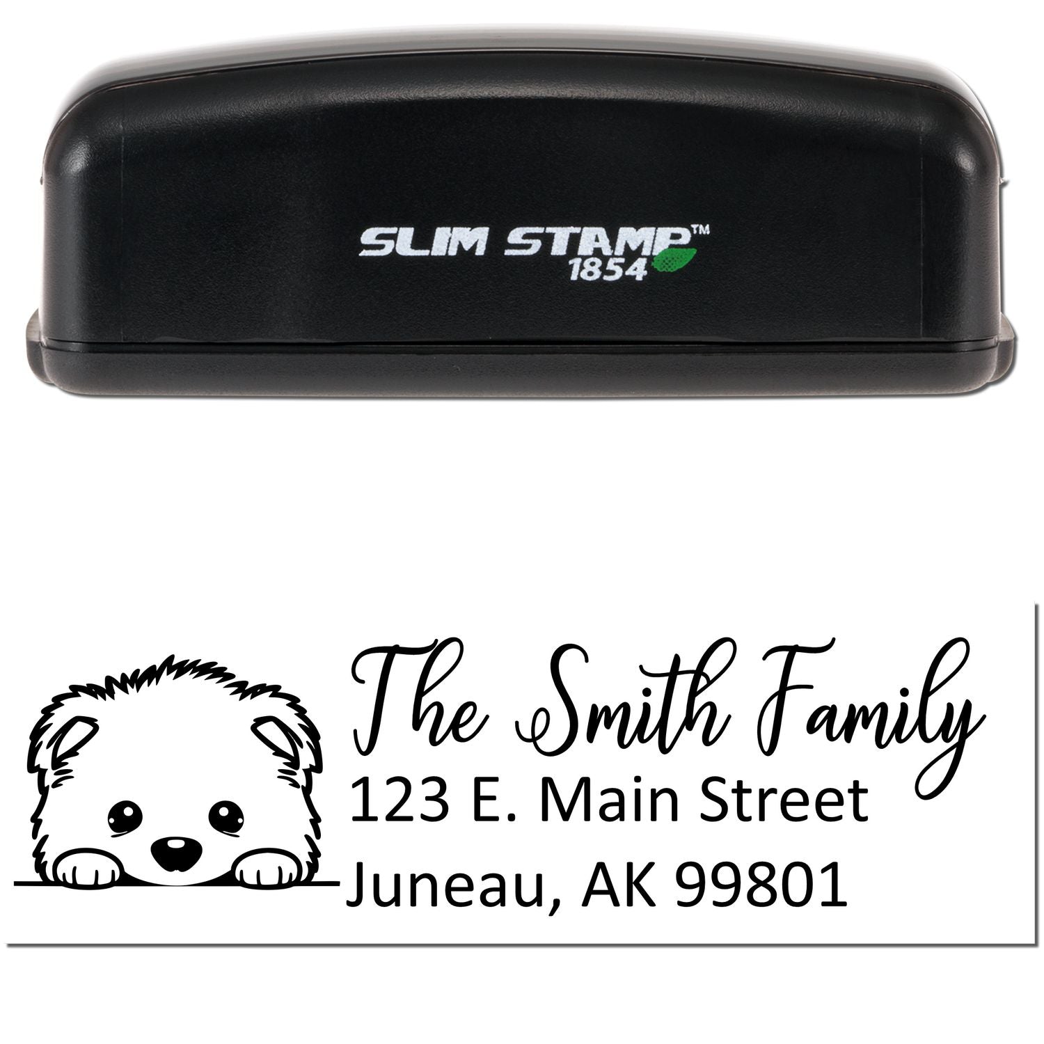 Slim Samoyed Dog Mail Address Stamp - Engineer Seal Stamps