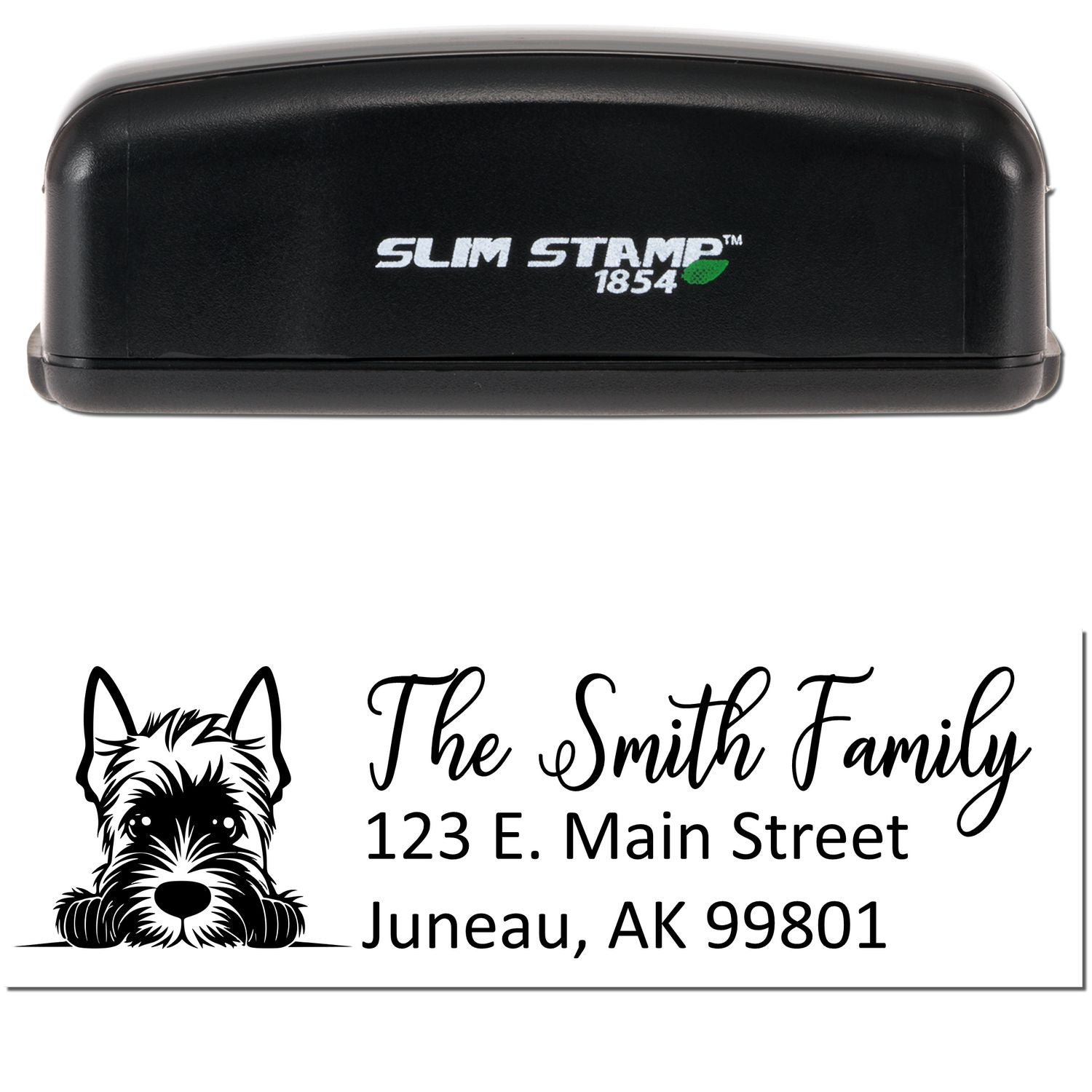 Slim Scottish Terrier Dog Mail Address Stamp - Engineer Seal Stamps