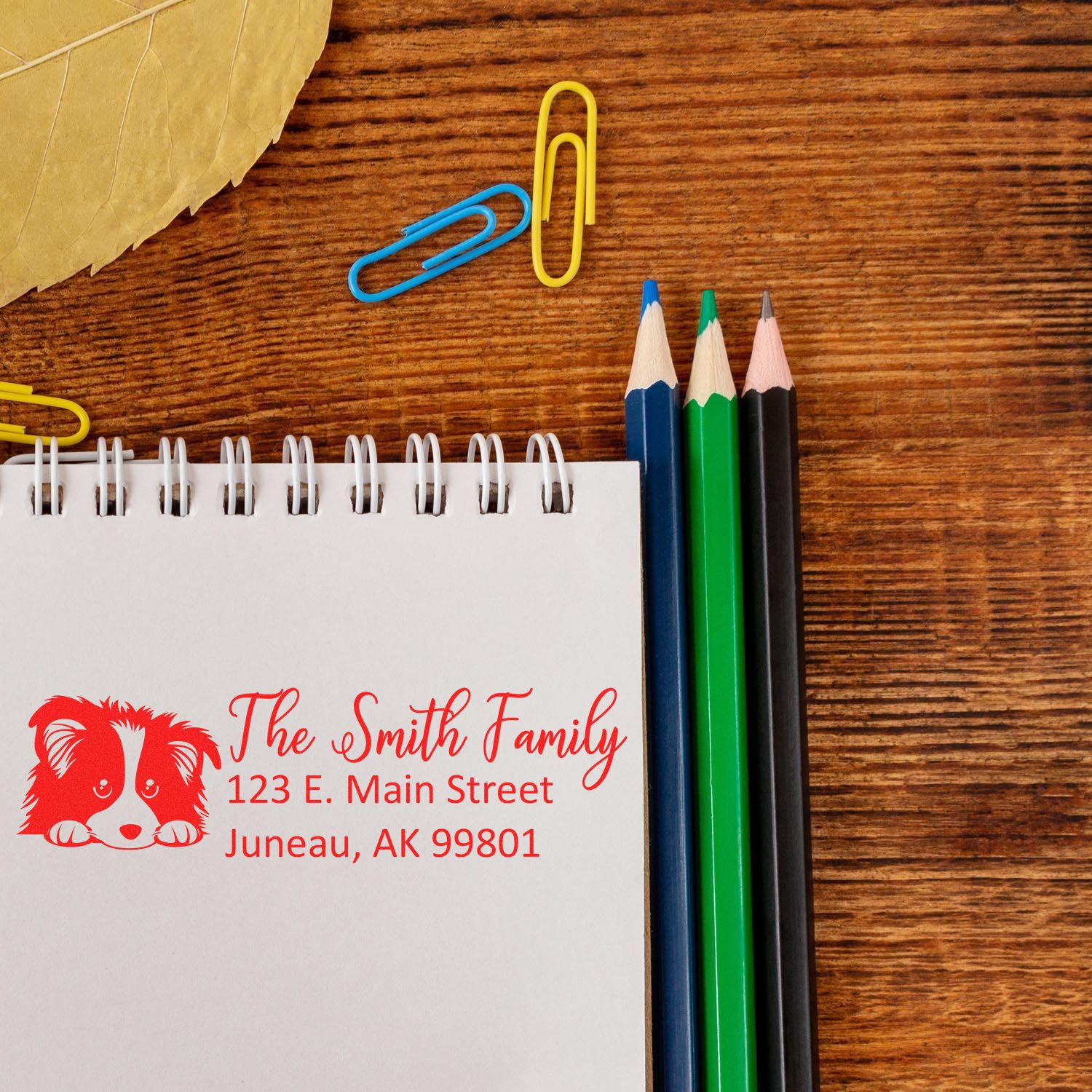 Slim Shetland Sheepdog Dog Mail Address Stamp - Engineer Seal Stamps