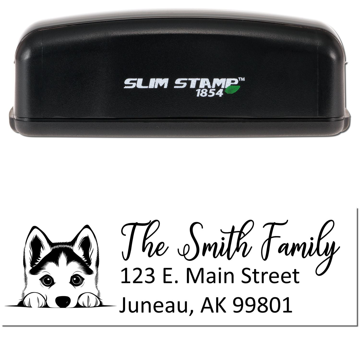 Slim Siberian Husky Dog Mail Address Stamp - Engineer Seal Stamps