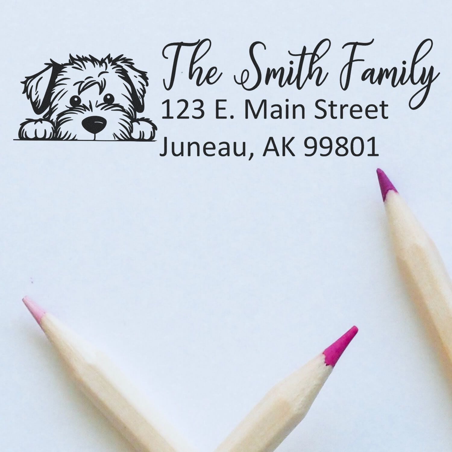 Slim Soft Coated Wheaten Terrier Dog Mail Address Stamp - Engineer Seal Stamps