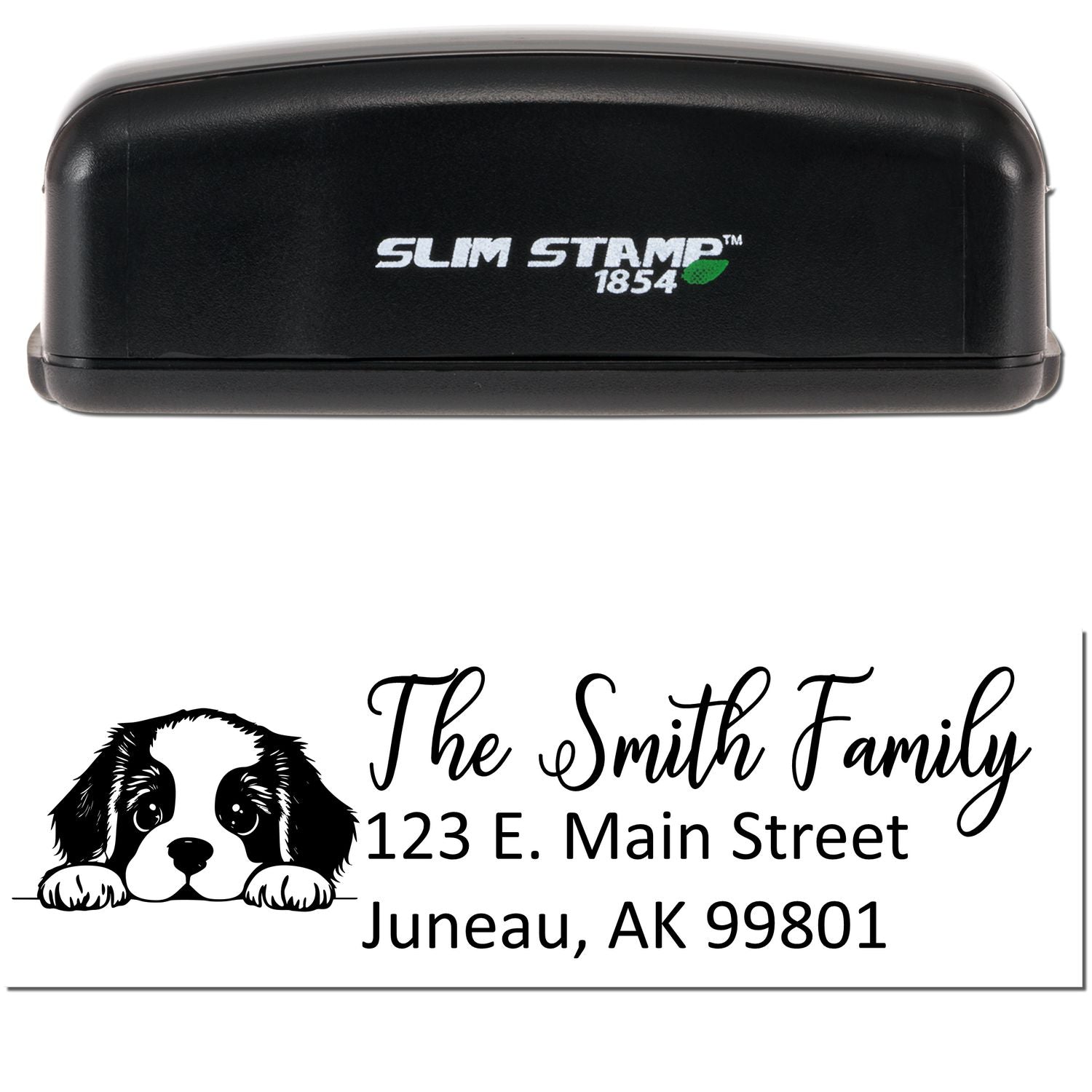 Slim St Bernard Dog Mail Address Stamp - Engineer Seal Stamps