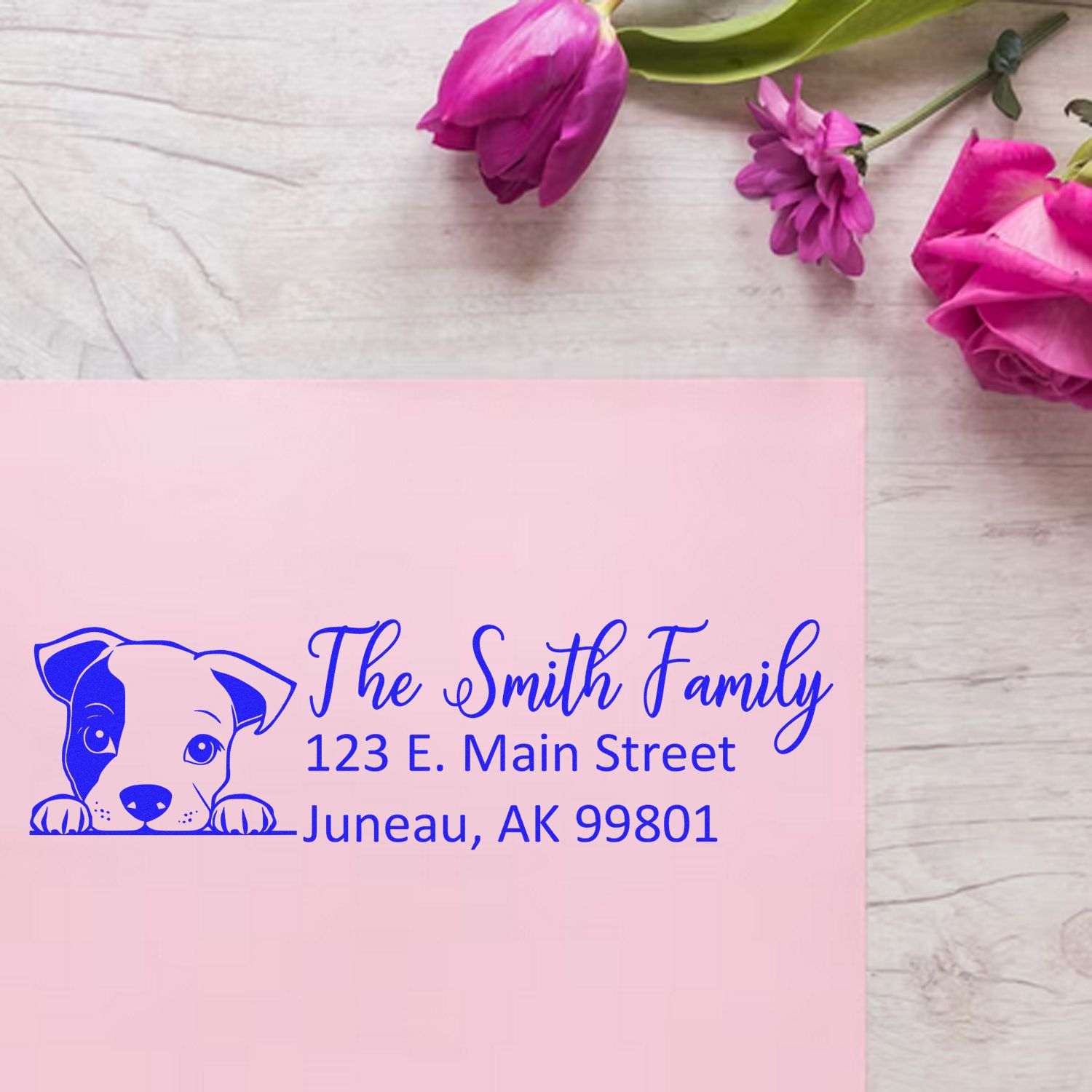 Slim Staffordshire Bull Terrier Dog Mail Address Stamp - Engineer Seal Stamps