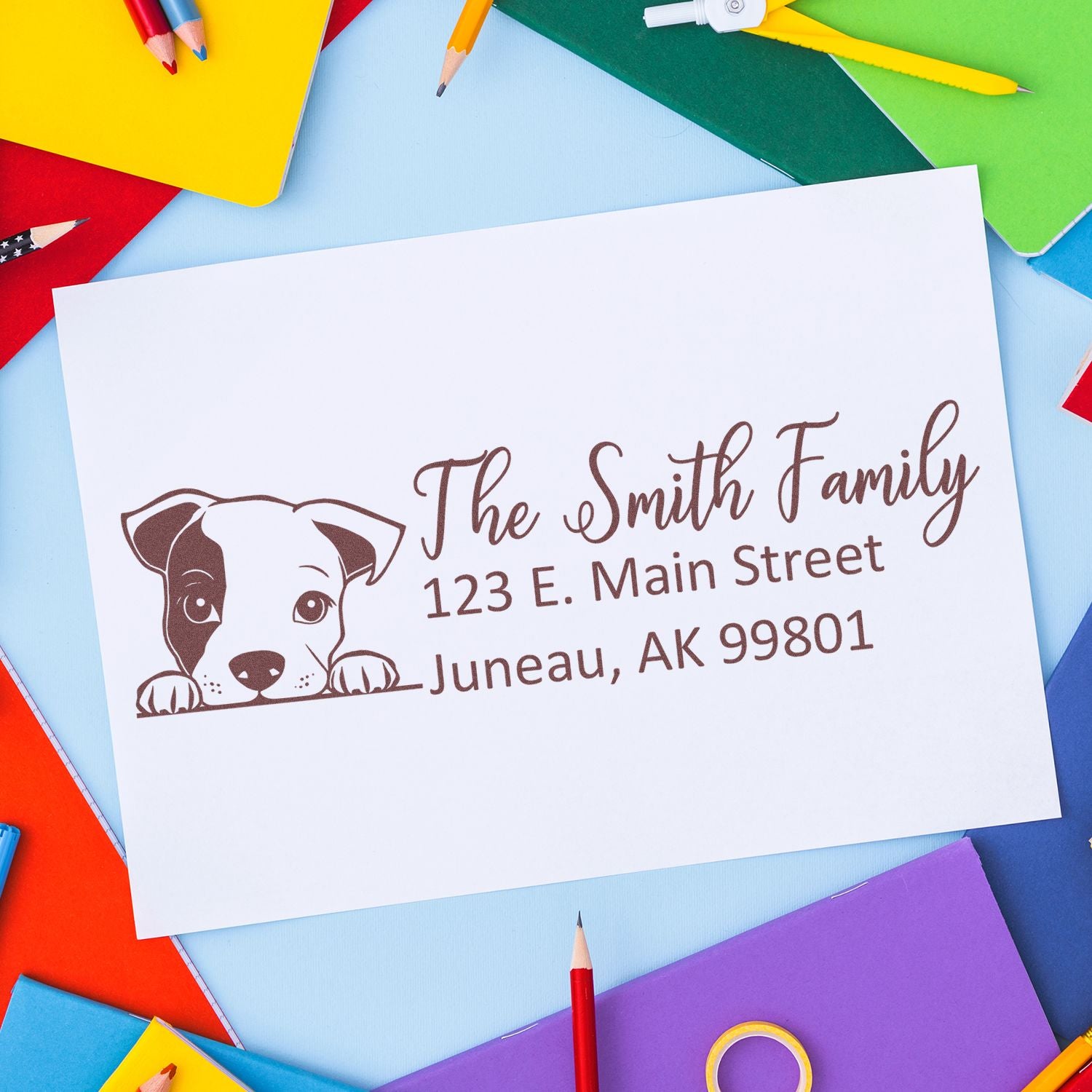 Customized Staffordshire Bull Terrier Self-Inking Home Address Stamp - Engineer Seal Stamps