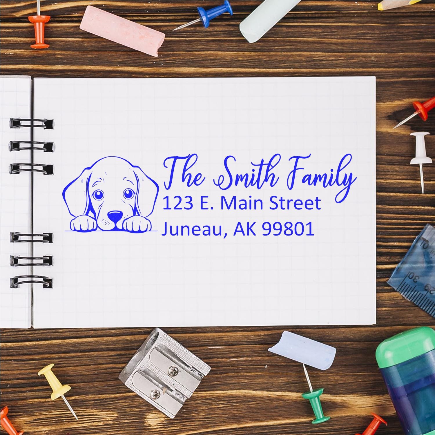 Slim Weimaraner Dog Mail Address Stamp - Engineer Seal Stamps