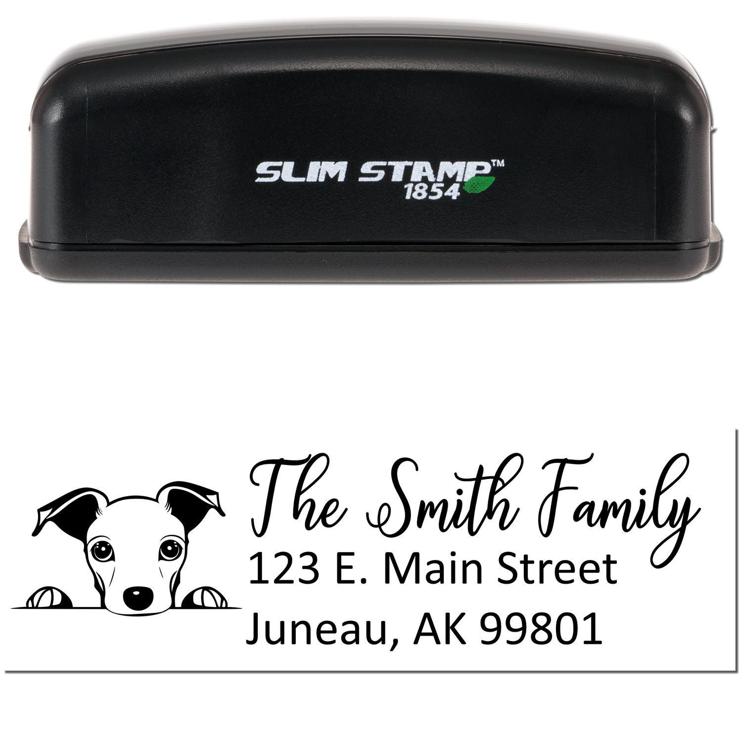 Slim Whippet Dog Mail Address Stamp - Engineer Seal Stamps
