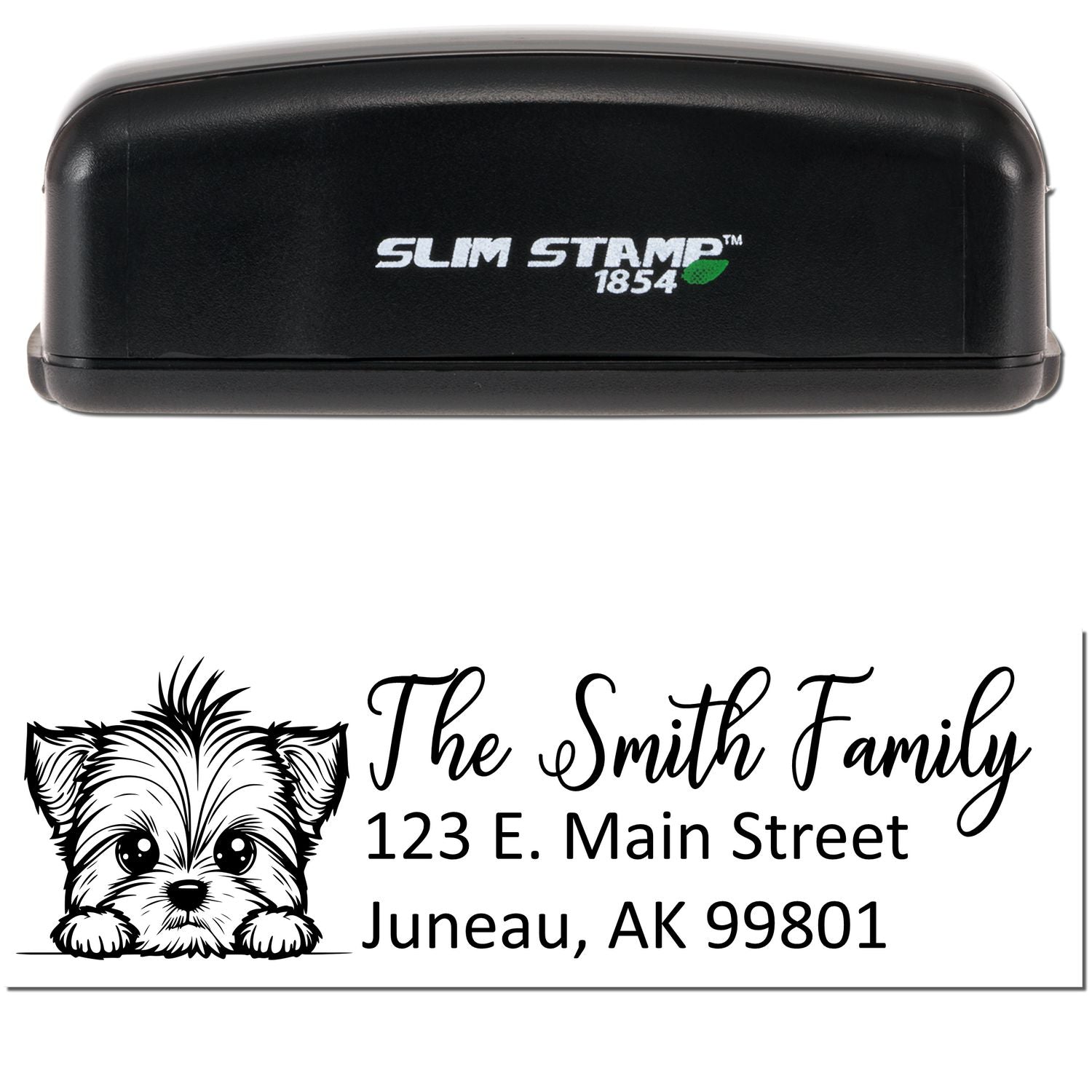 Slim Yorkshire Terrier Dog Mail Address Stamp - Engineer Seal Stamps