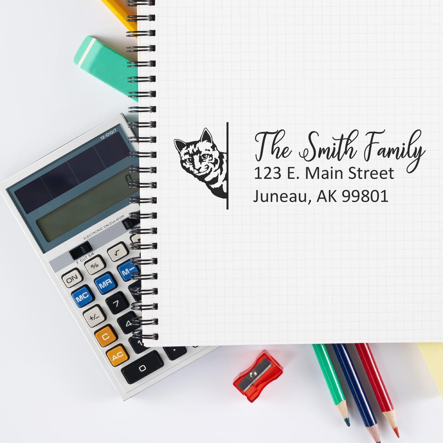 Customized Farm Cat Pre-Inked Address Stamp - Engineer Seal Stamps