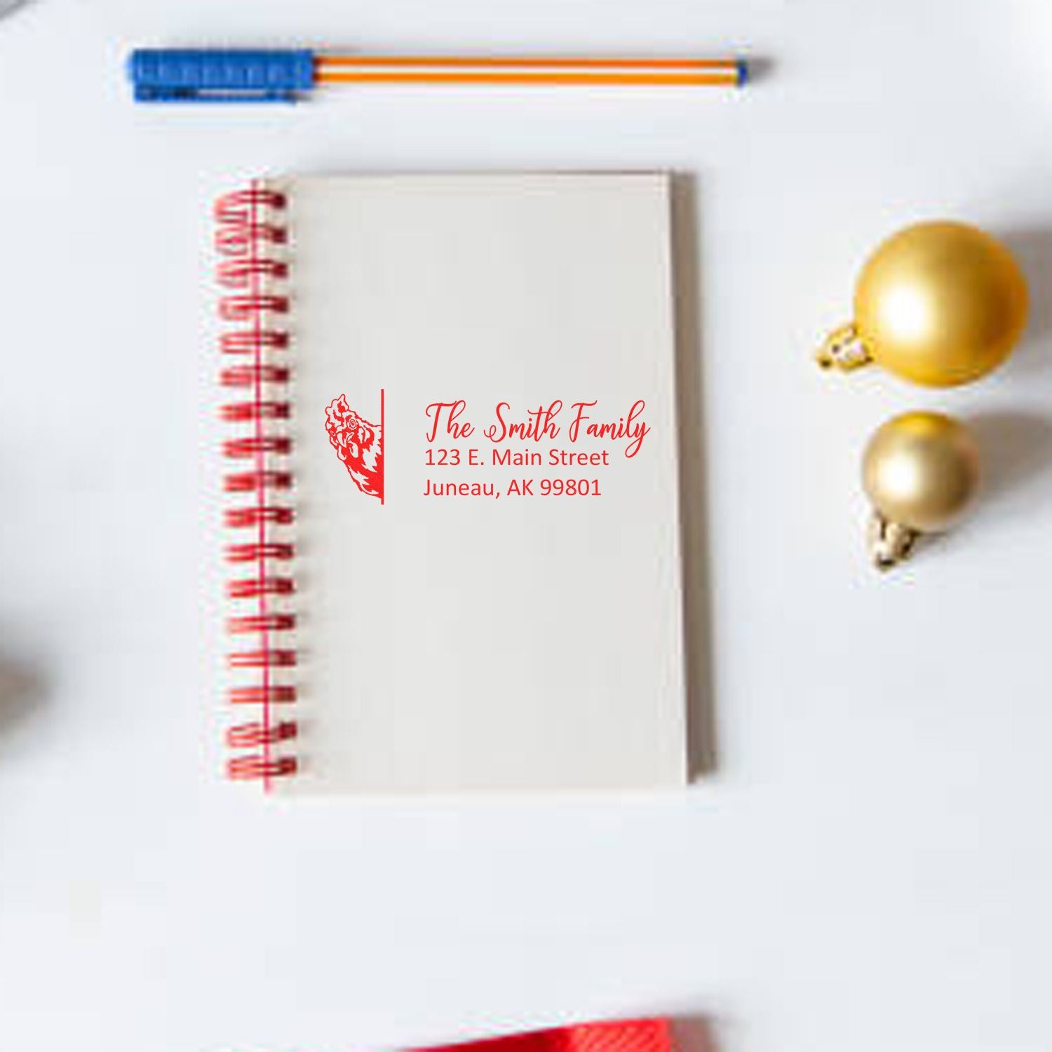 Customized Chicken Pre-Inked Address Stamp - Engineer Seal Stamps