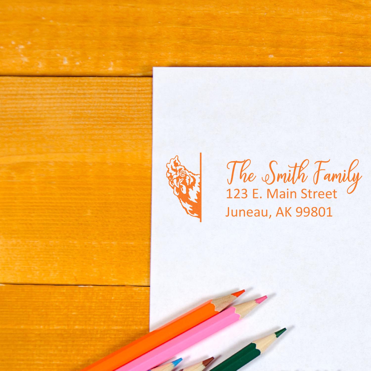 Customized Chicken Pre-Inked Address Stamp - Engineer Seal Stamps