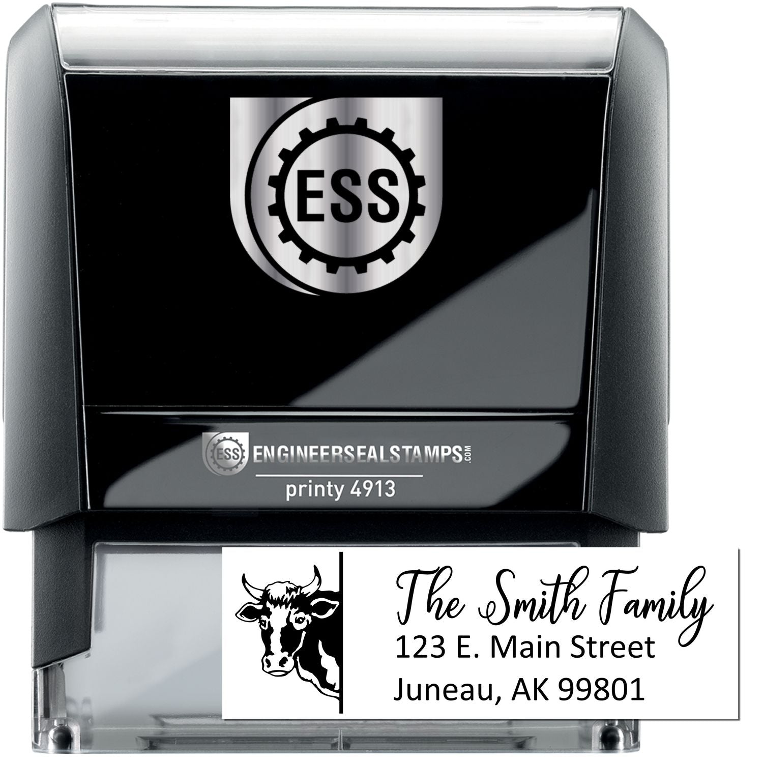 Customized Cow Self-Inking Address Stamp - Engineer Seal Stamps
