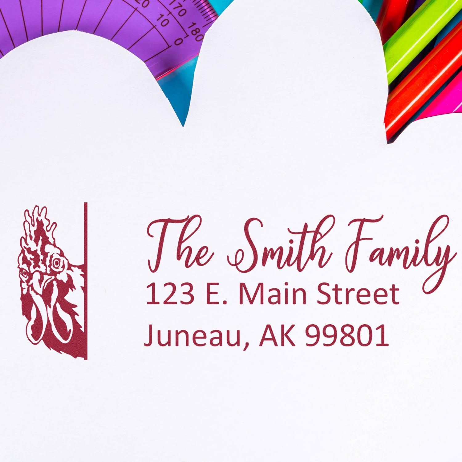 Personalized Rooster Mailing Address Stamp - Engineer Seal Stamps