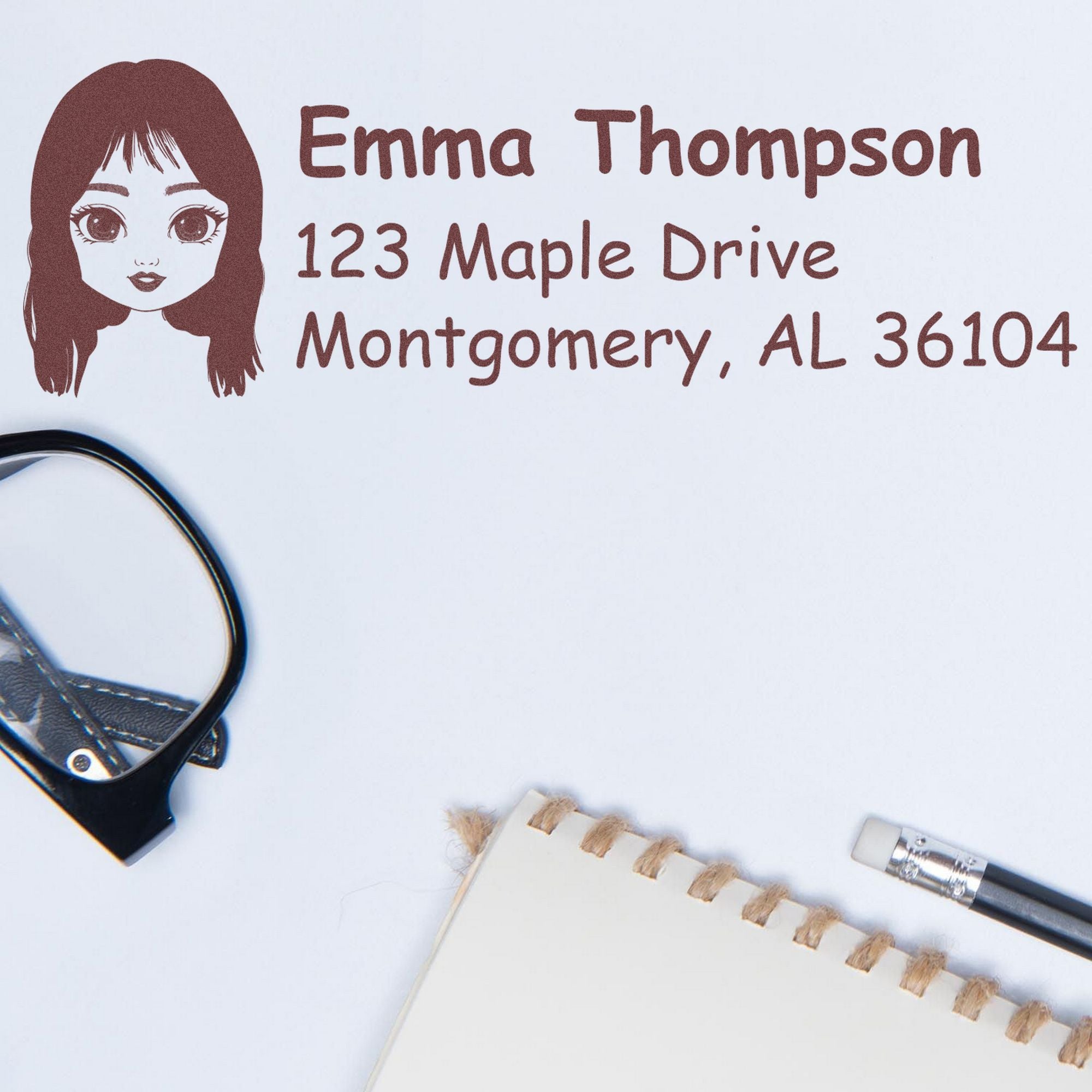 Ms Emma Bitmoji Customized Address Stamp Pre-Inked - Engineer Seal Stamps
