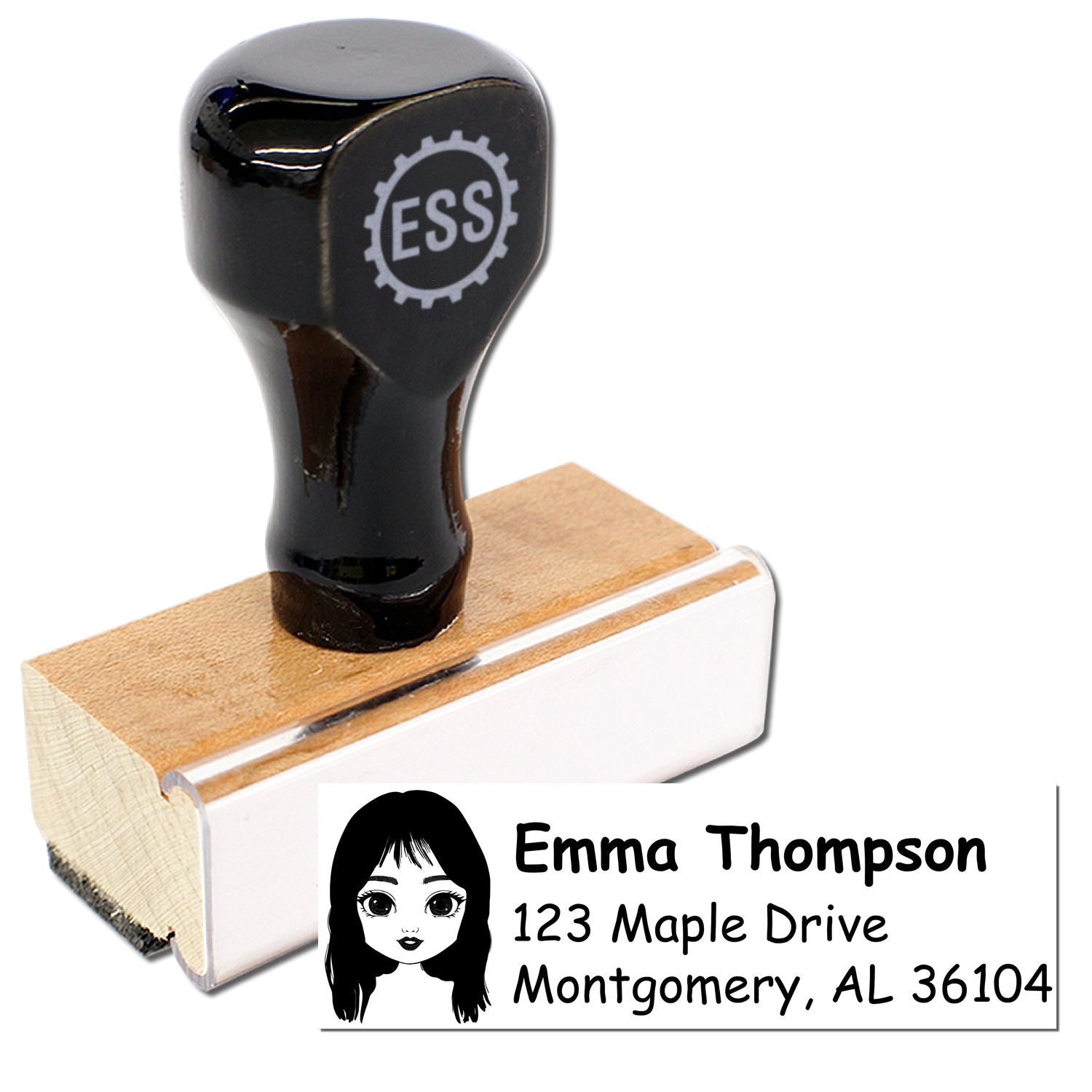 Wood Handle Ms Emma Bitmoji Address Stamp - Engineer Seal Stamps