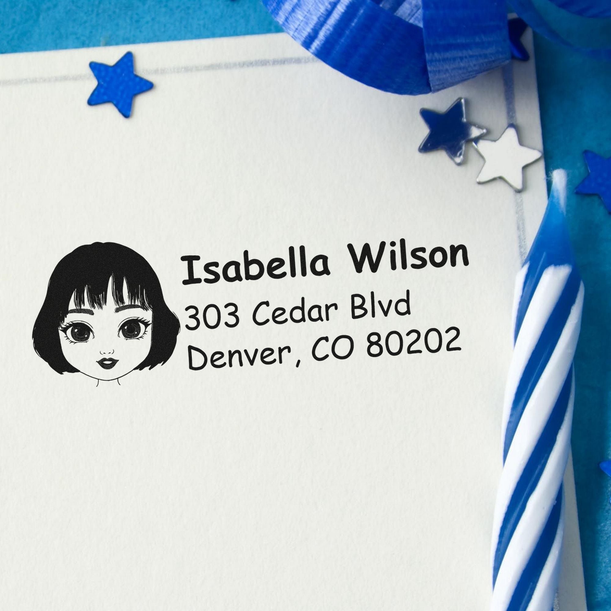 Wood Handle Ms Isabella Bitmoji Address Stamp - Engineer Seal Stamps