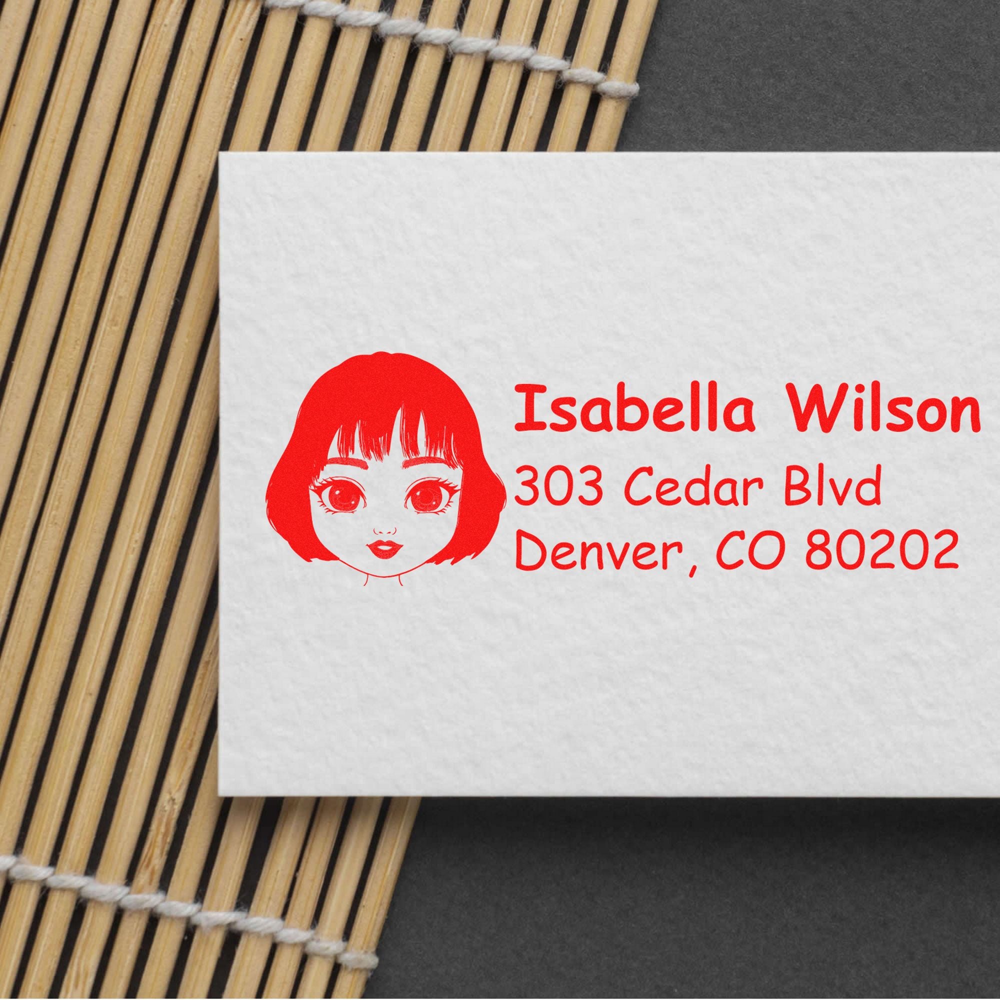 Wood Handle Ms Isabella Bitmoji Address Stamp - Engineer Seal Stamps